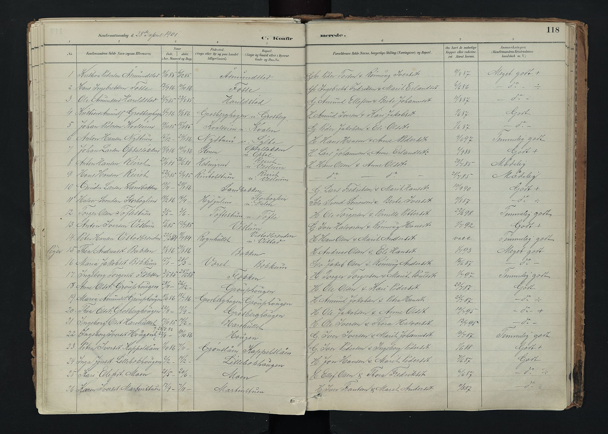 Nord-Fron prestekontor, SAH/PREST-080/H/Ha/Haa/L0005: Parish register (official) no. 5, 1884-1914, p. 118