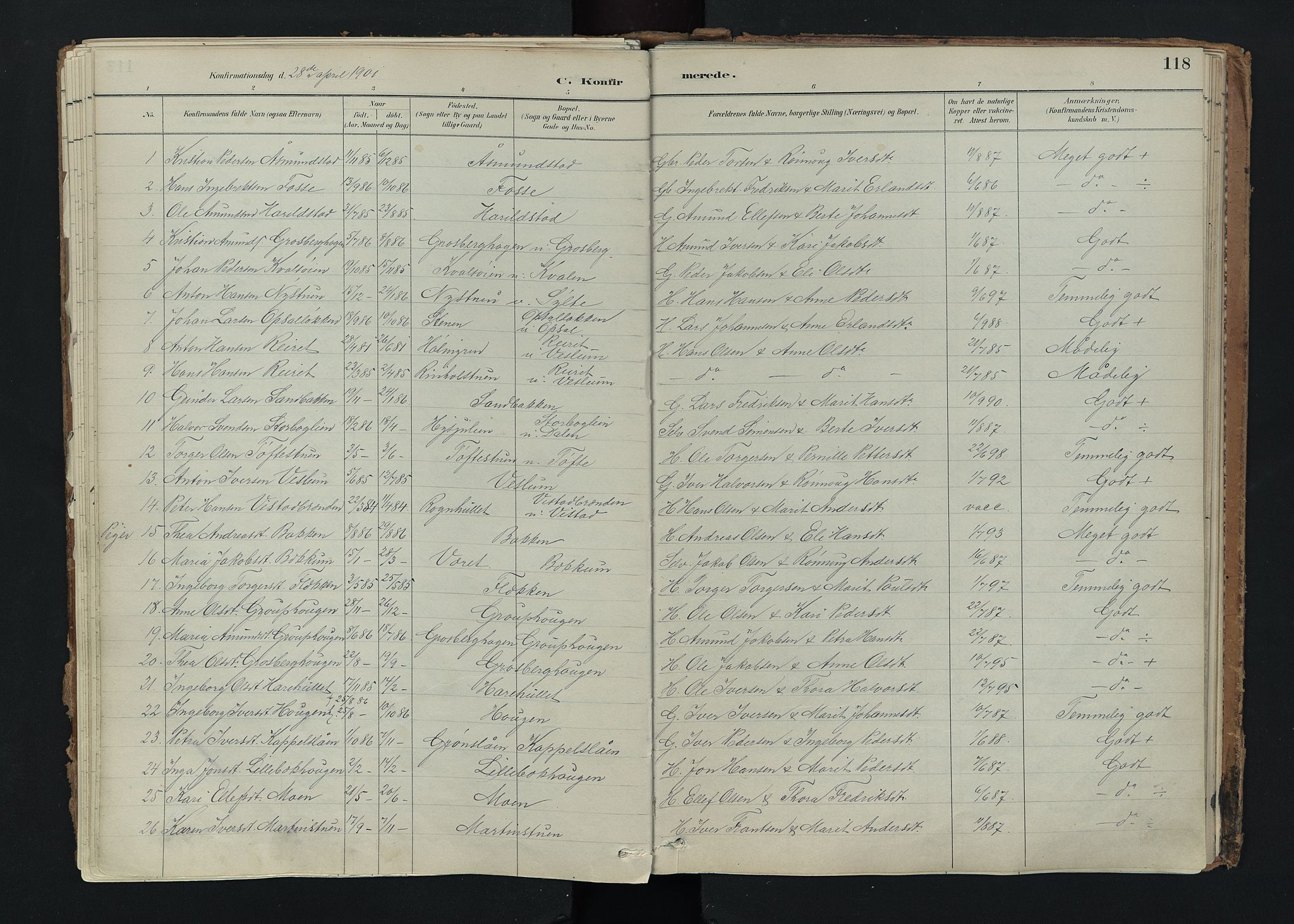 Nord-Fron prestekontor, AV/SAH-PREST-080/H/Ha/Haa/L0005: Parish register (official) no. 5, 1884-1914, p. 118