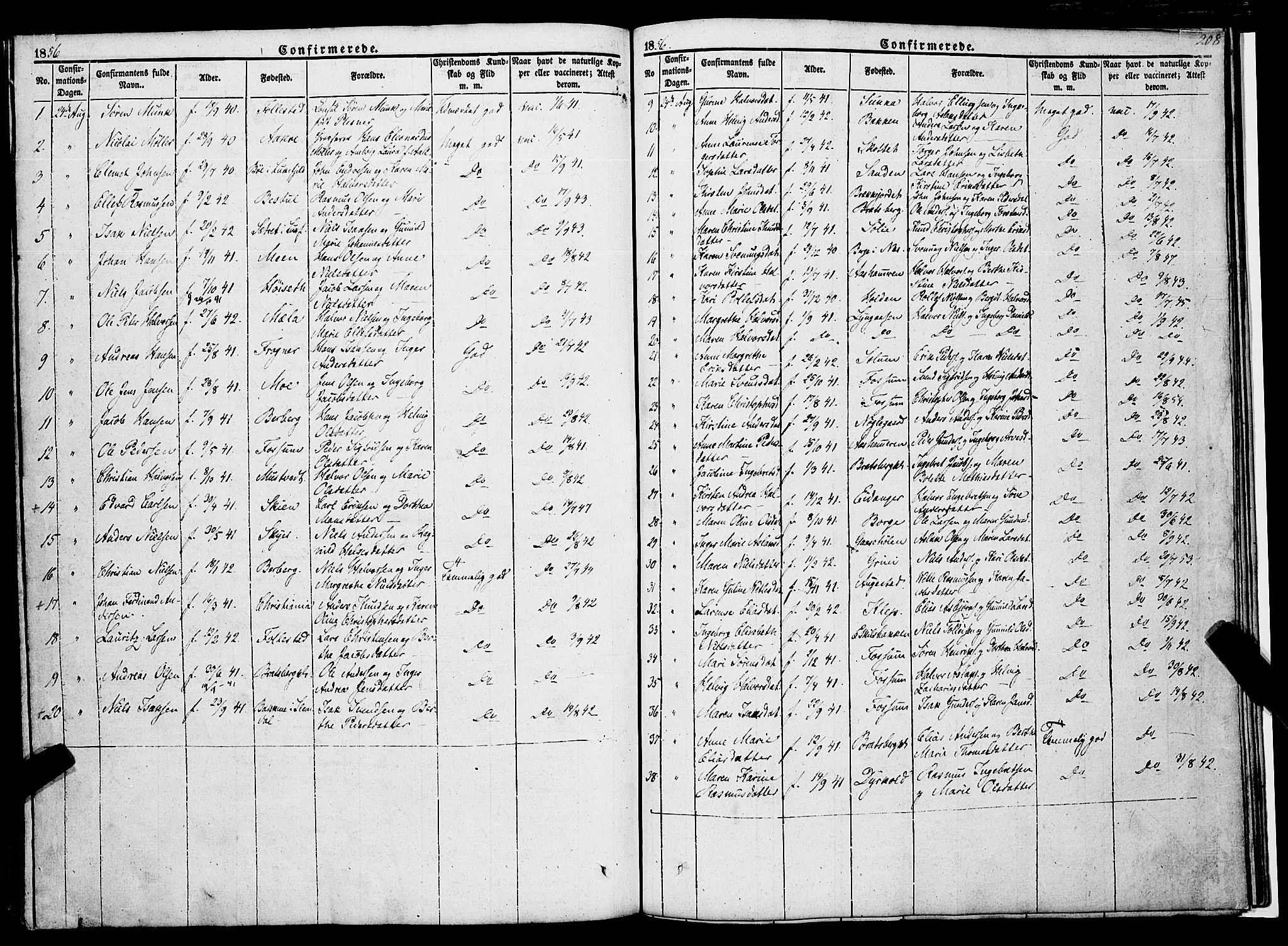 Gjerpen kirkebøker, SAKO/A-265/F/Fa/L0007a: Parish register (official) no. I 7A, 1834-1857, p. 208