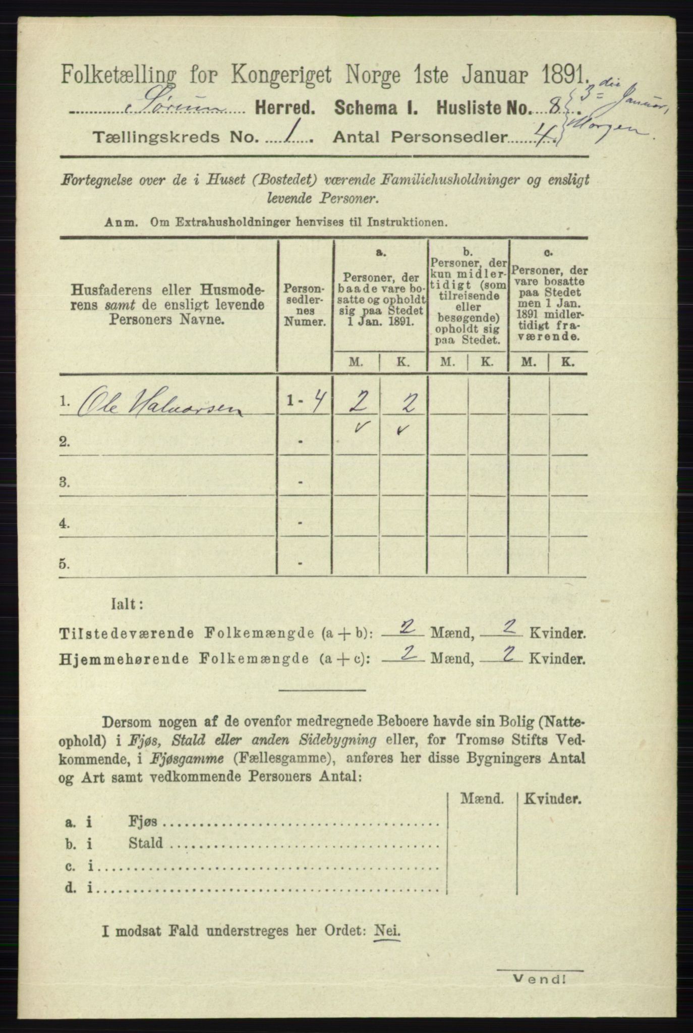 RA, 1891 census for 0226 Sørum, 1891, p. 27