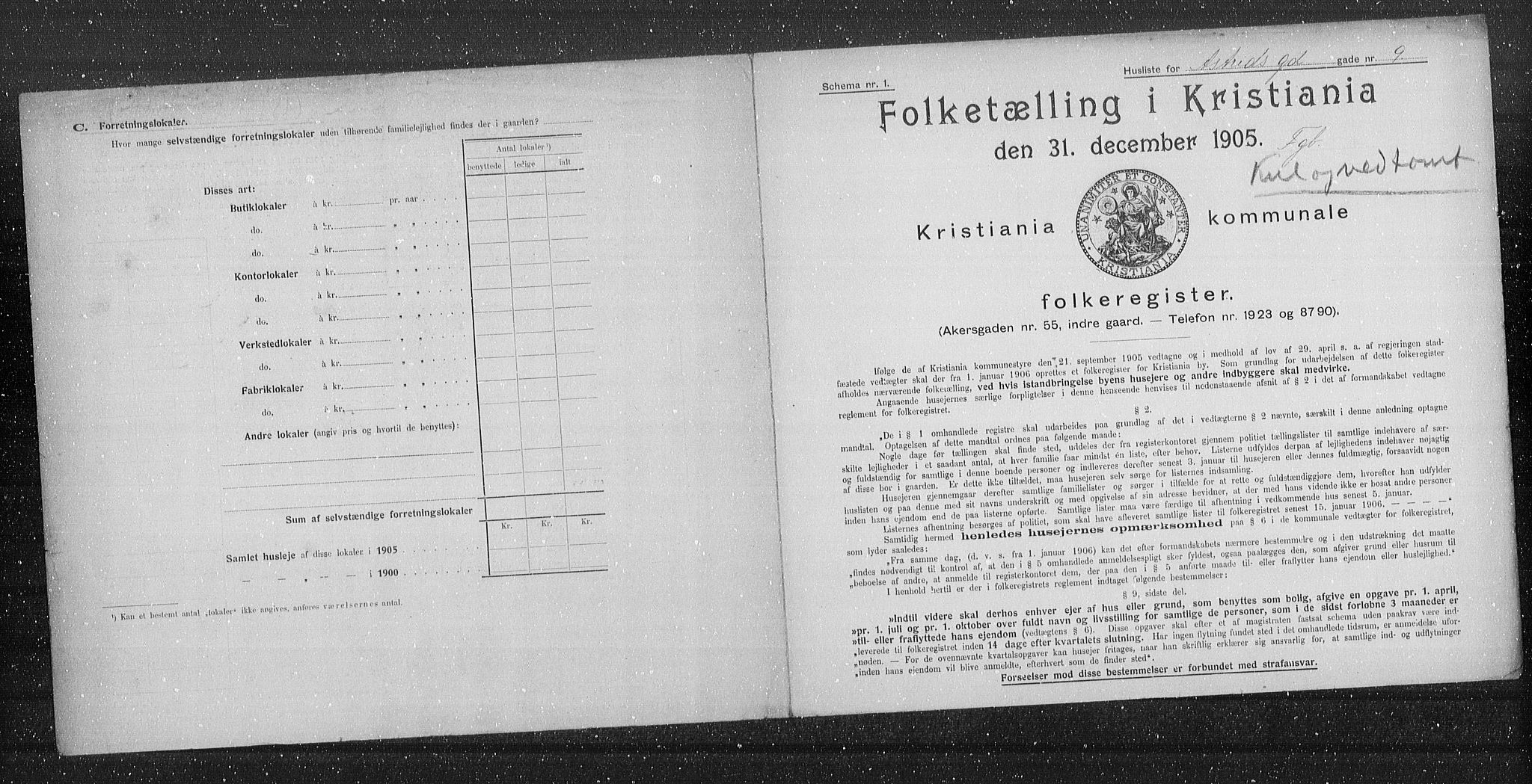 OBA, Municipal Census 1905 for Kristiania, 1905, p. 1347