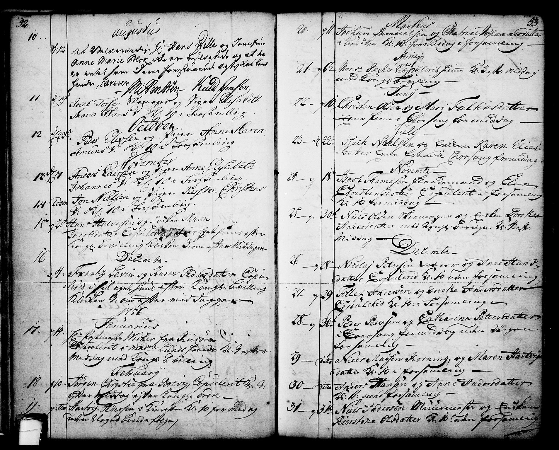 Skien kirkebøker, SAKO/A-302/F/Fa/L0003: Parish register (official) no. 3, 1755-1791, p. 52-53