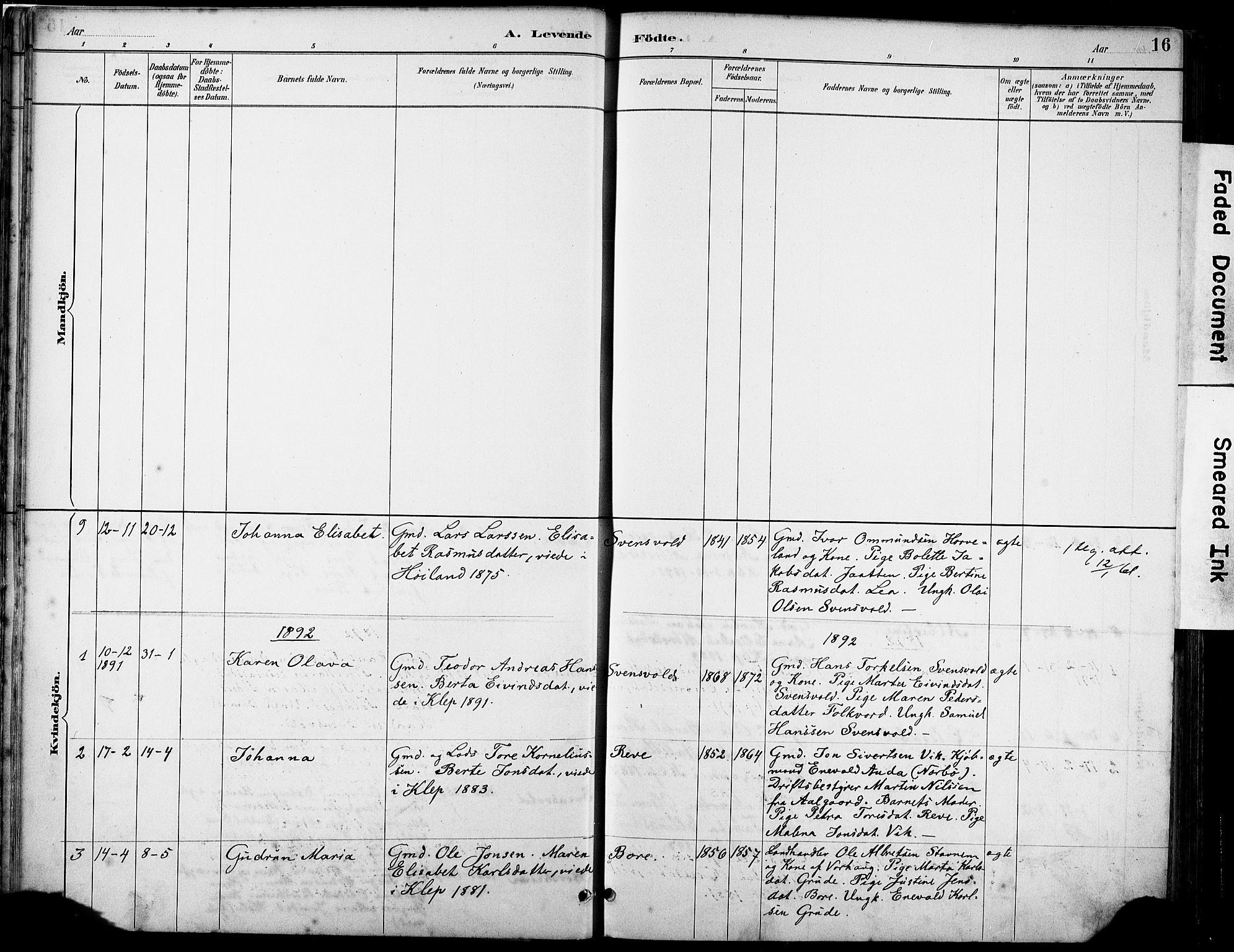 Klepp sokneprestkontor, SAST/A-101803/001/3/30BA/L0008: Parish register (official) no. A 9, 1886-1919, p. 16