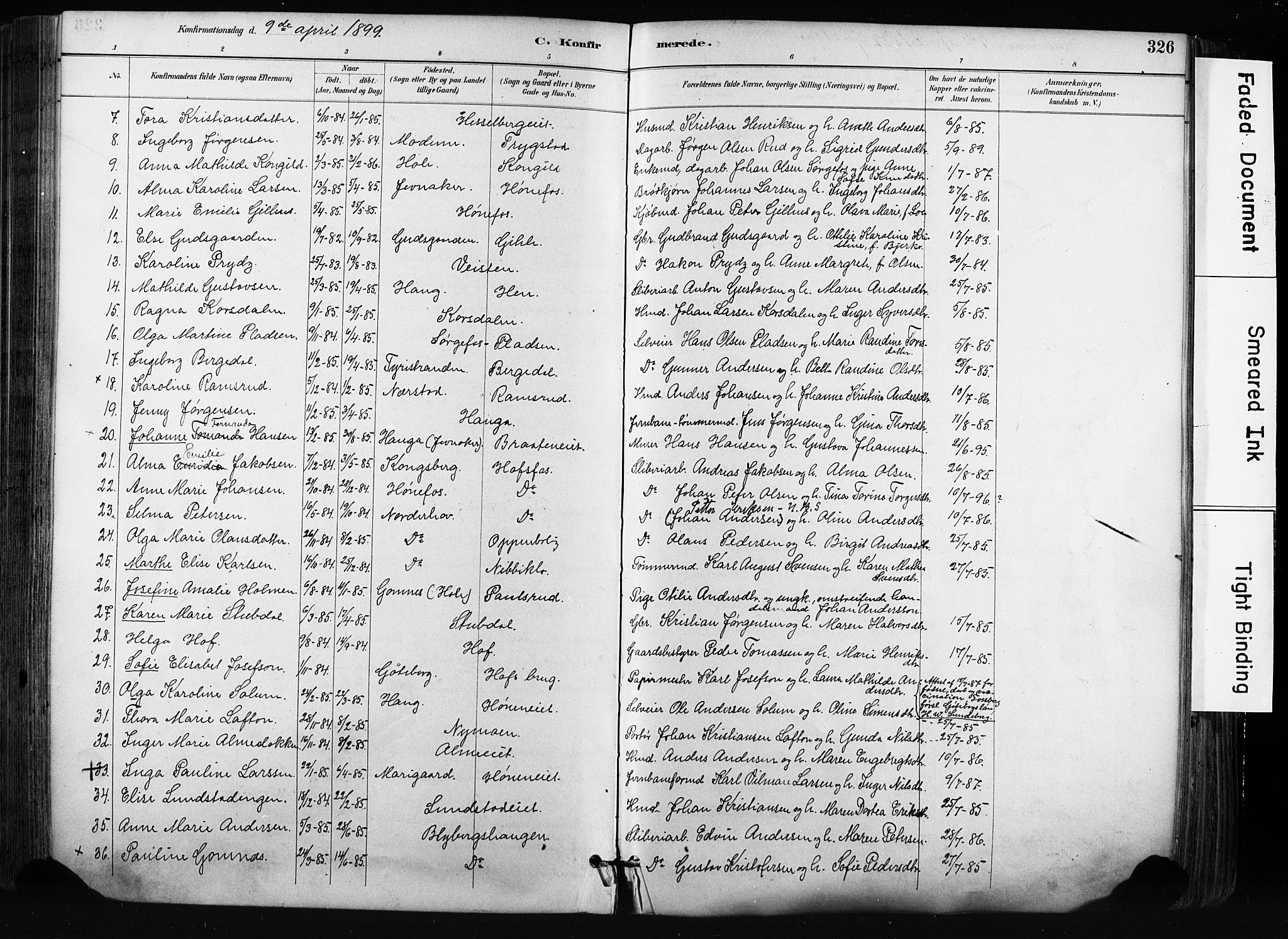Norderhov kirkebøker, AV/SAKO-A-237/F/Fa/L0016: Parish register (official) no. 16, 1885-1902, p. 326