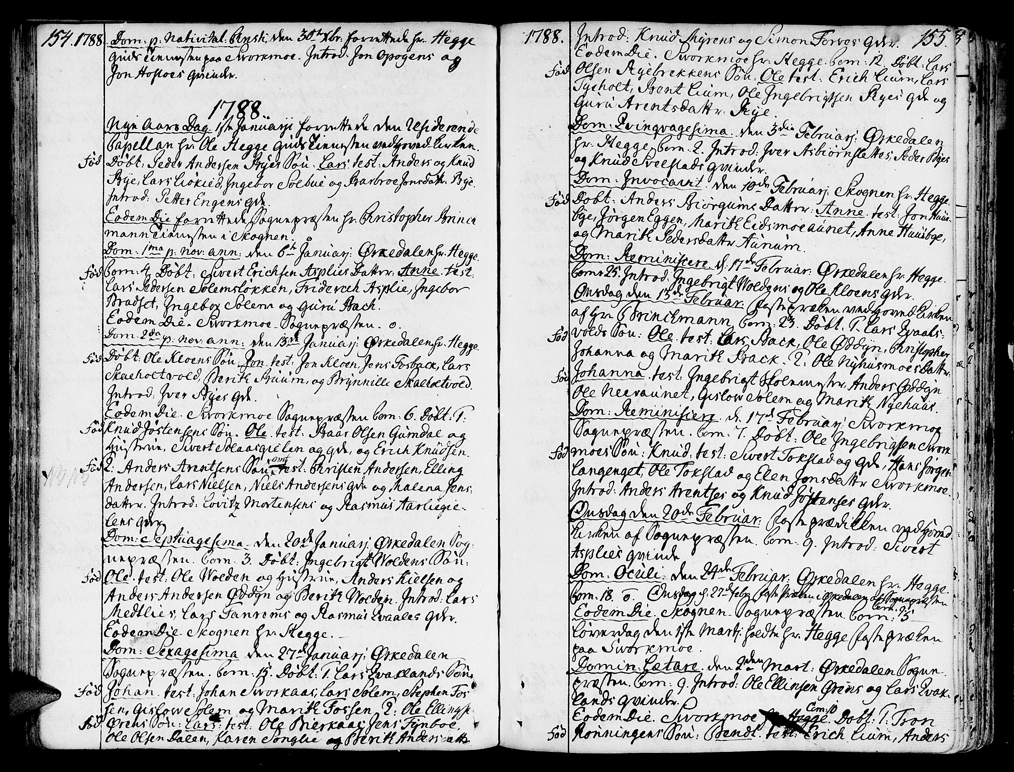 Ministerialprotokoller, klokkerbøker og fødselsregistre - Sør-Trøndelag, SAT/A-1456/668/L0802: Parish register (official) no. 668A02, 1776-1799, p. 154-155