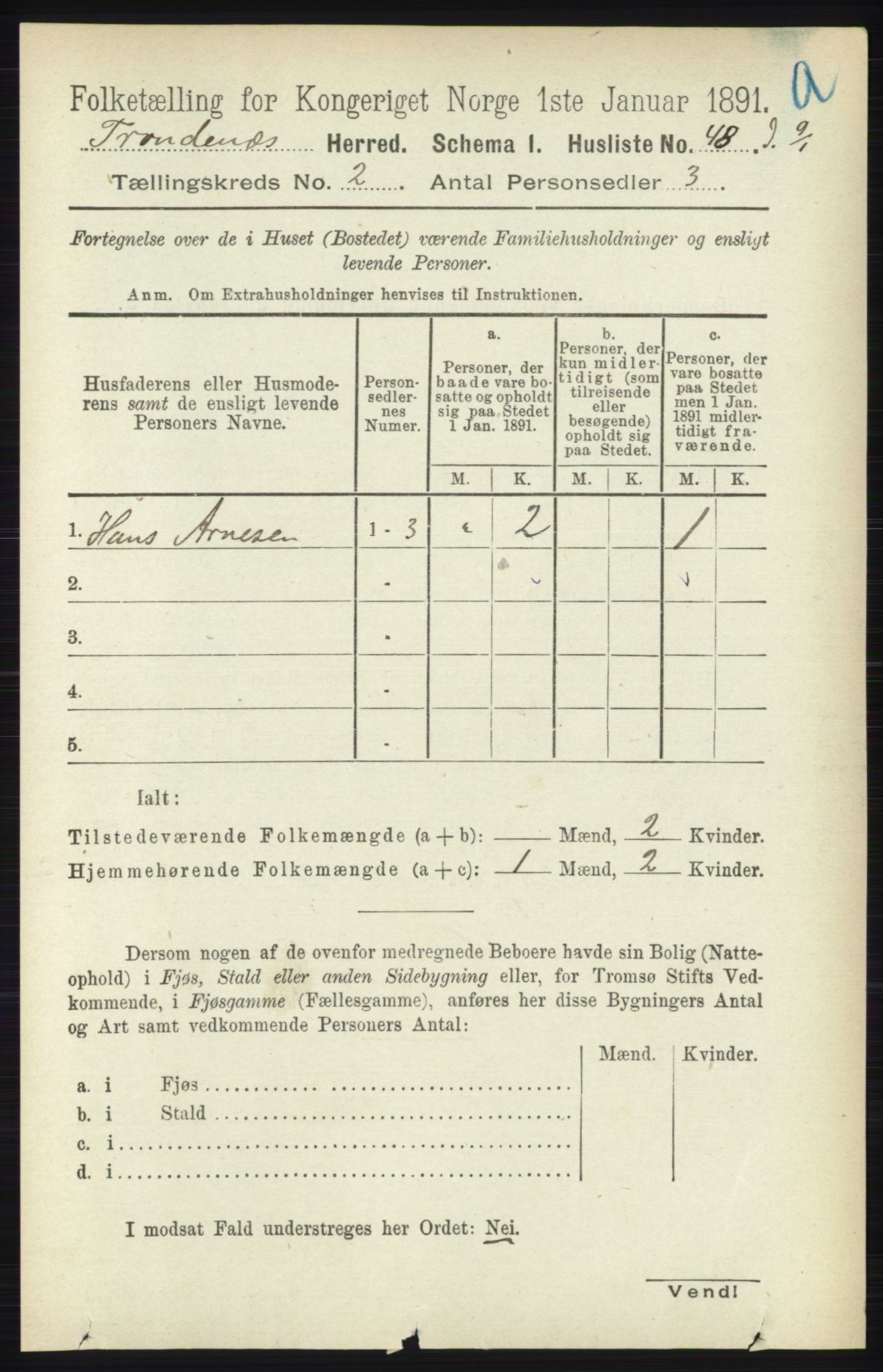 RA, 1891 census for 1914 Trondenes, 1891, p. 626