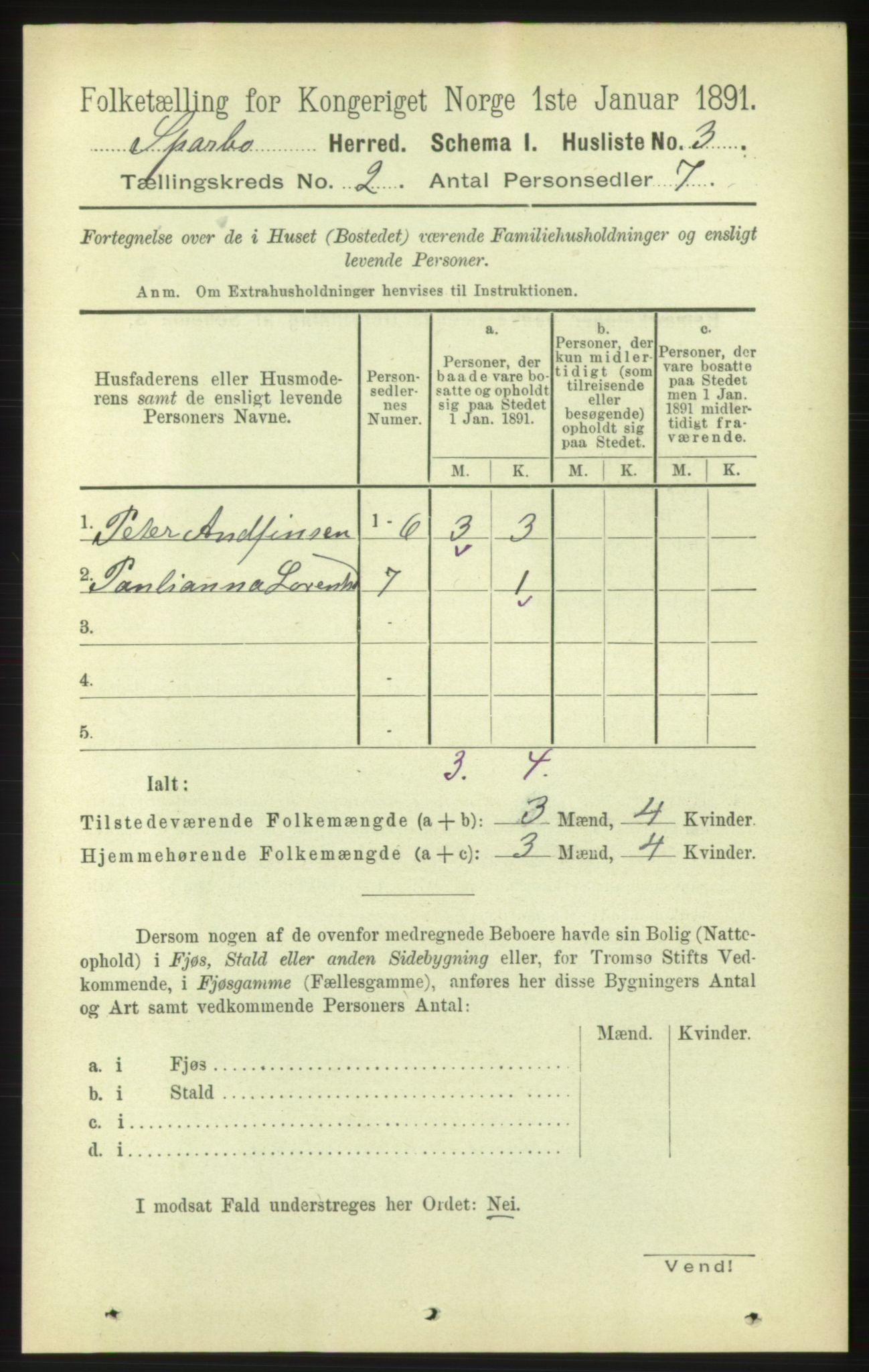 RA, 1891 census for 1731 Sparbu, 1891, p. 648