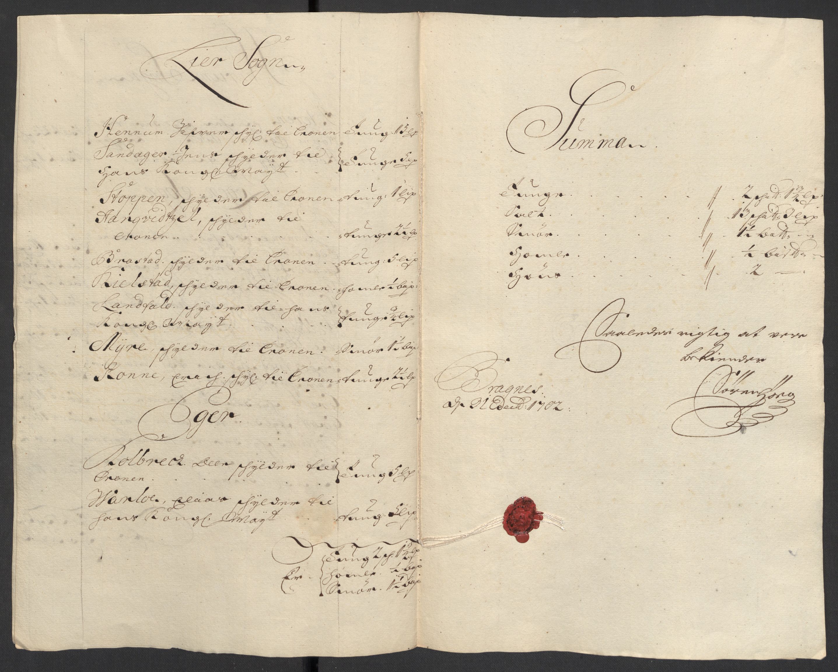 Rentekammeret inntil 1814, Reviderte regnskaper, Fogderegnskap, AV/RA-EA-4092/R30/L1698: Fogderegnskap Hurum, Røyken, Eiker og Lier, 1702, p. 20