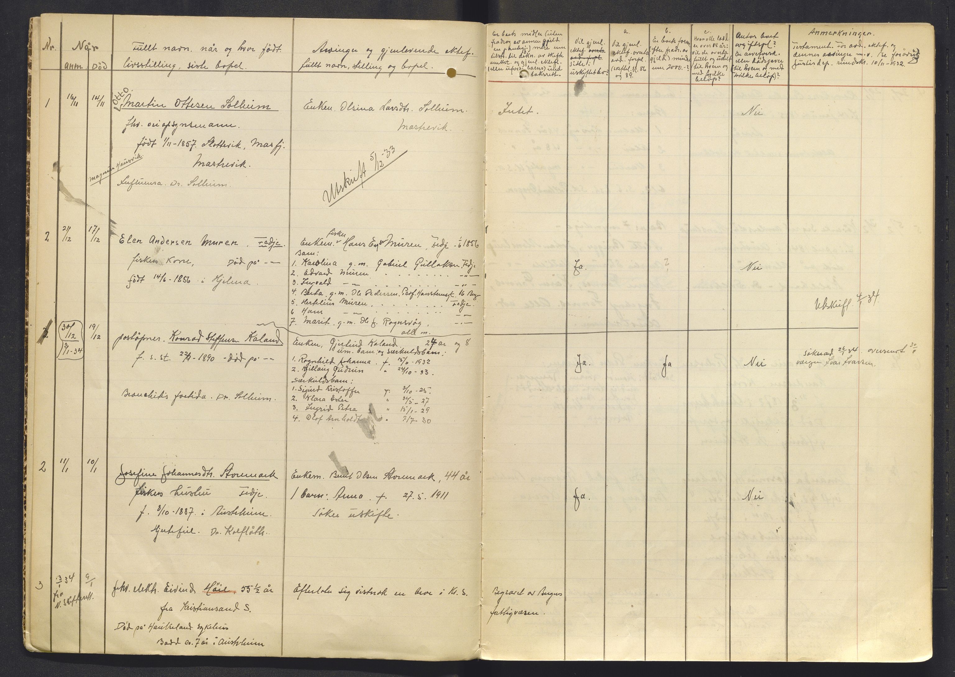 Lensmannen i Austrheim og Fedje, AV/SAB-A-31201/0006/L0001: Dødsfallsprotokoll, 1933-1940, p. 2