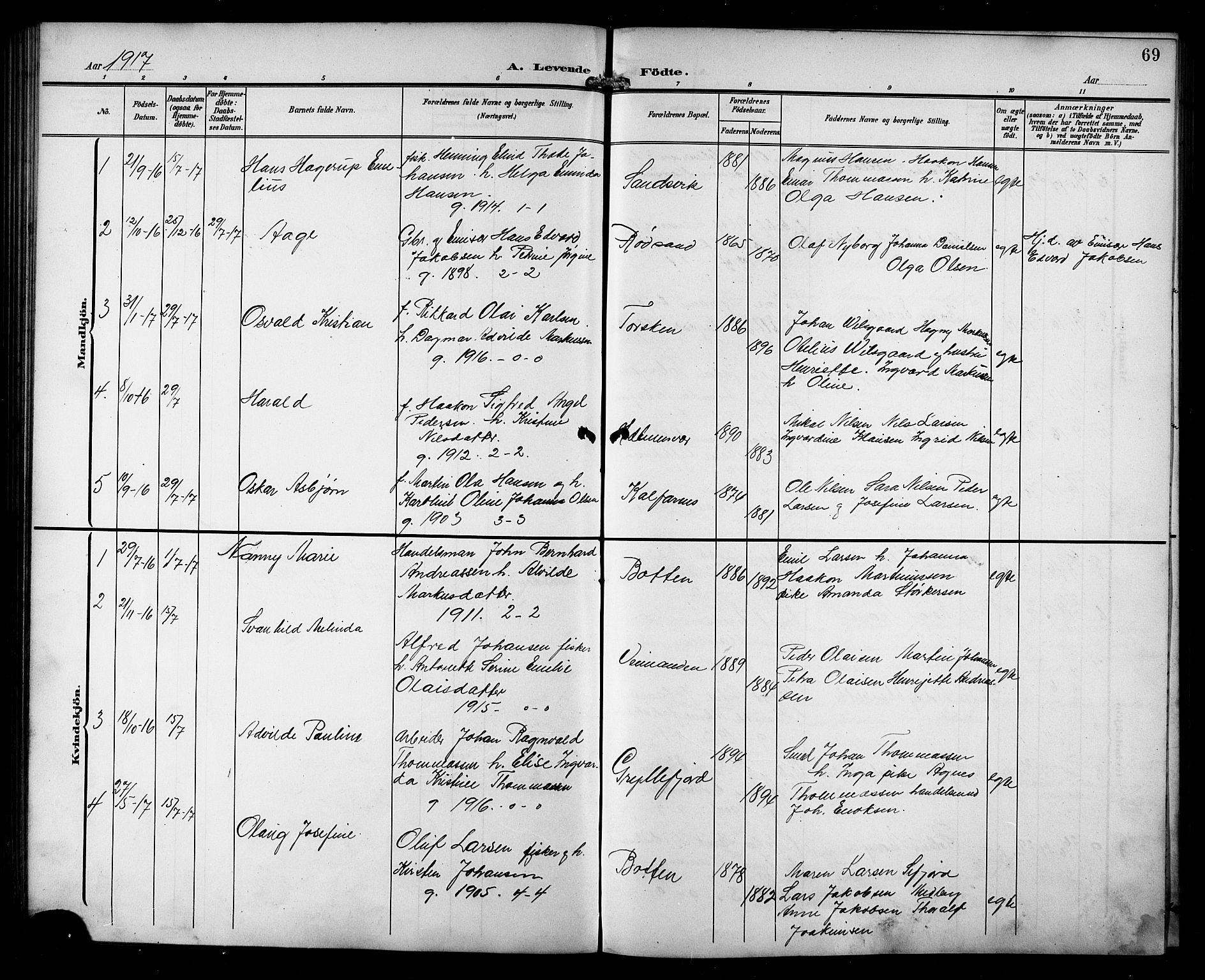 Berg sokneprestkontor, SATØ/S-1318/G/Ga/Gab/L0013klokker: Parish register (copy) no. 13, 1902-1922, p. 69