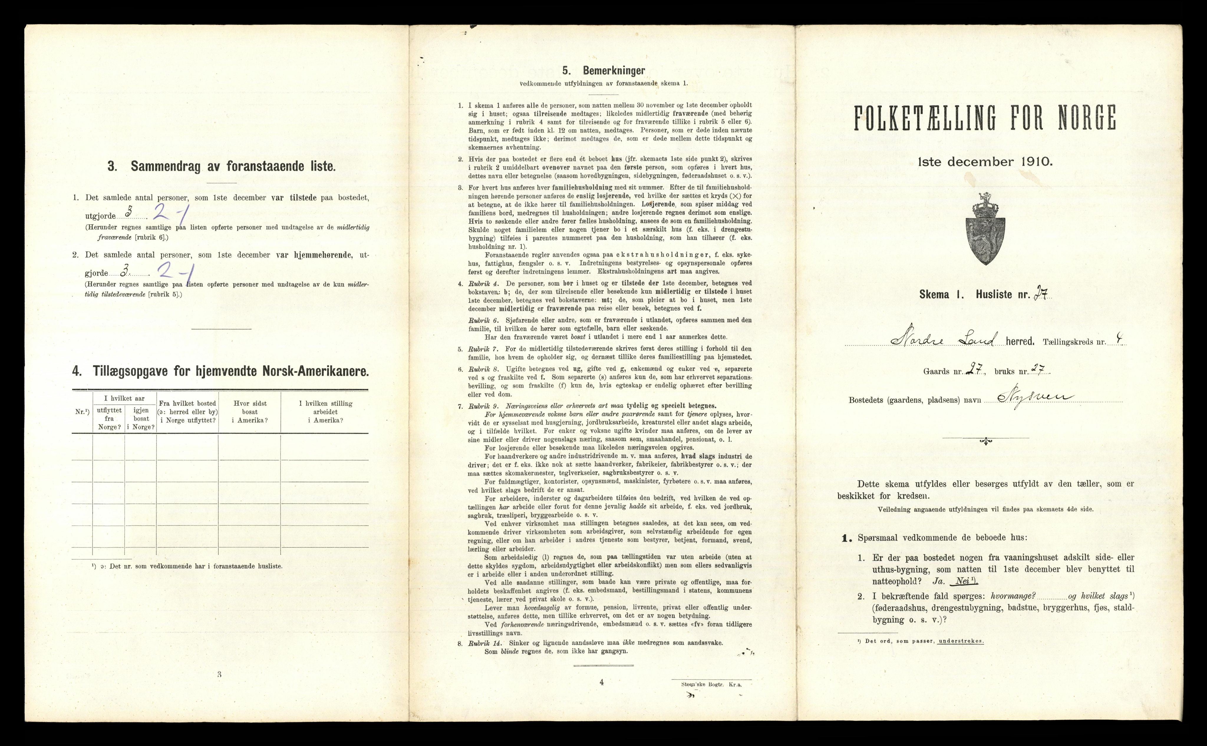 RA, 1910 census for Nordre Land, 1910, p. 455