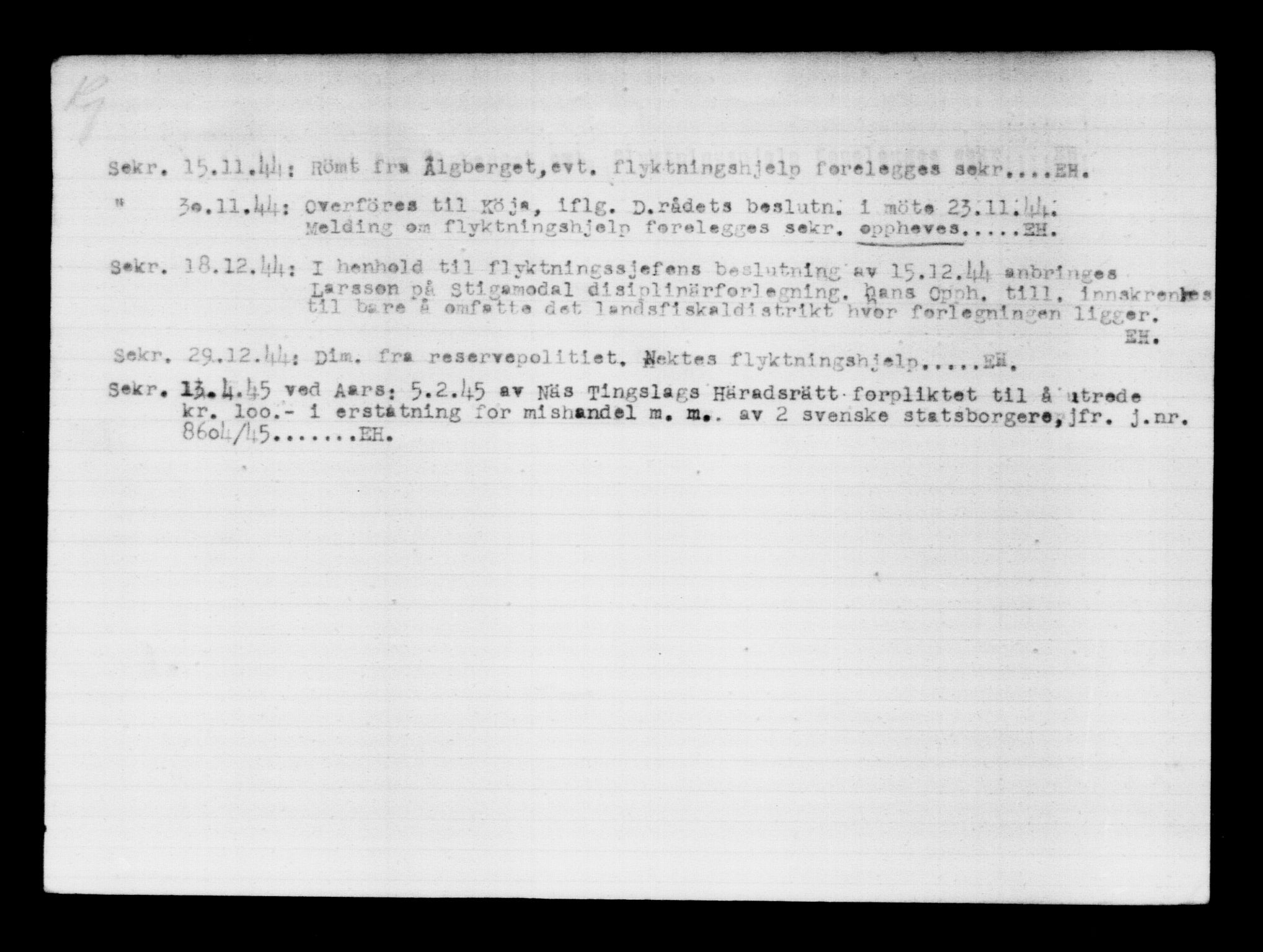 Utenriksstasjonene, Legasjonen i Stockholm, Flyktningkontoret, AV/RA-S-6753/V/Va/L0012: Kjesäterkartoteket, flyktninger med registreringsnr. 28300-31566, 1940-1945, p. 868