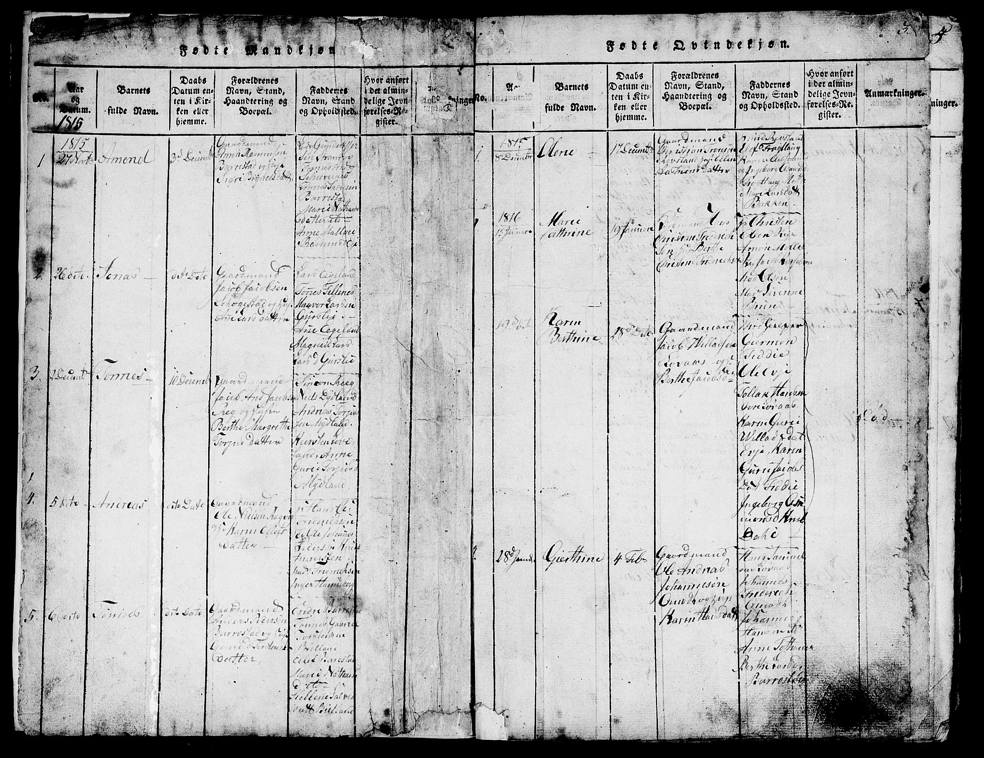 Sokndal sokneprestkontor, AV/SAST-A-101808: Parish register (copy) no. B 1, 1815-1848, p. 2-3