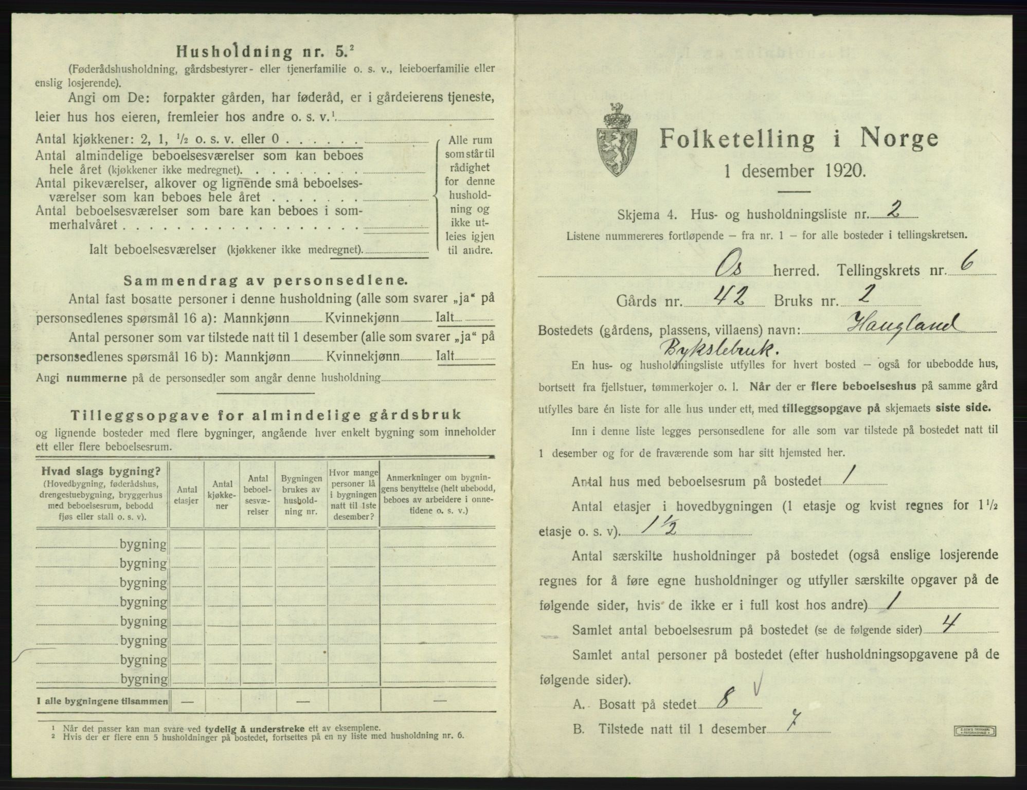 SAB, 1920 census for Os, 1920, p. 563