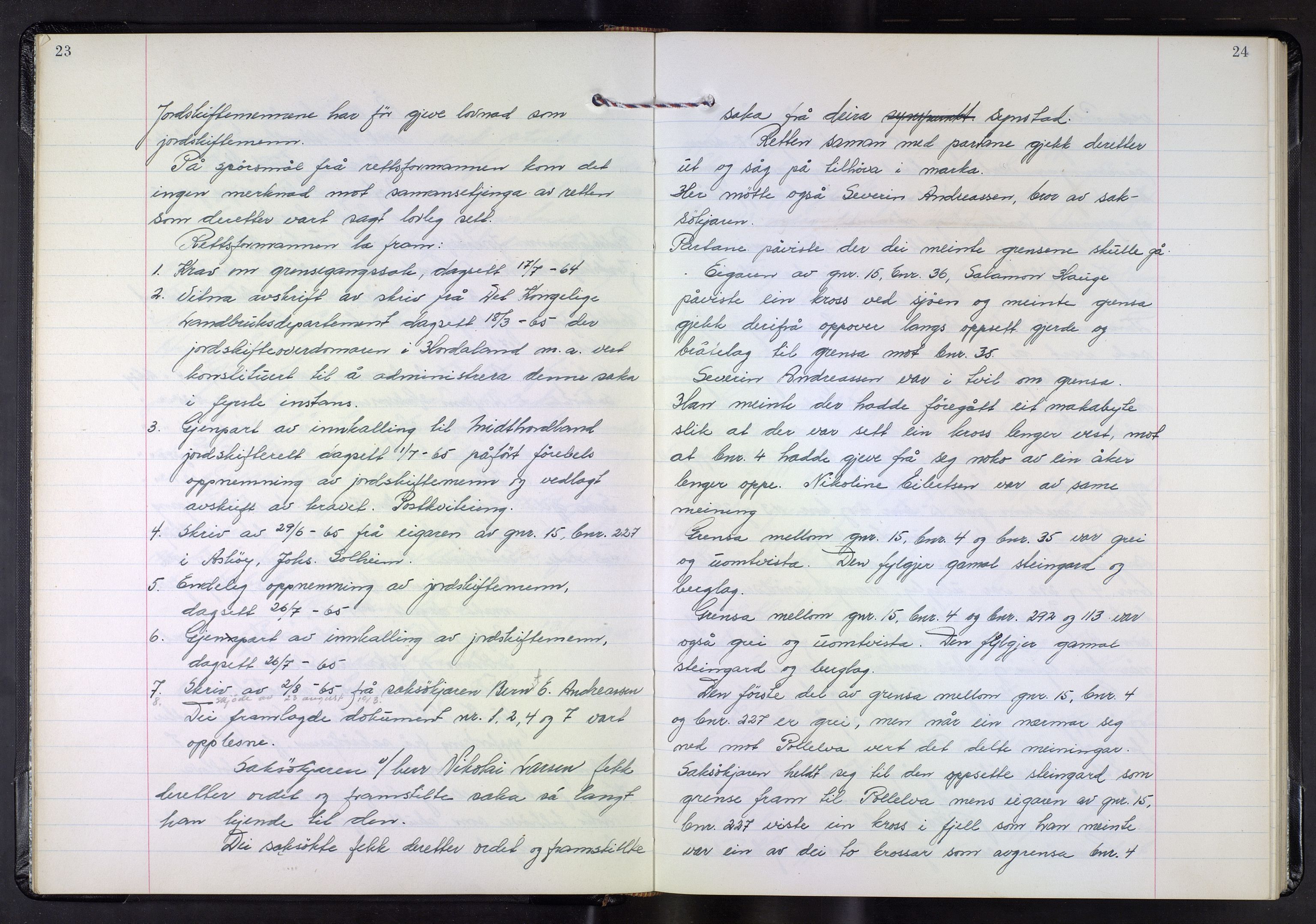Hordaland jordskiftedøme - III Midhordland jordskiftedistrikt, AV/SAB-A-7001/A/Aa/L0037: Forhandlingsprotokoll, 1965-1970, p. 23-24