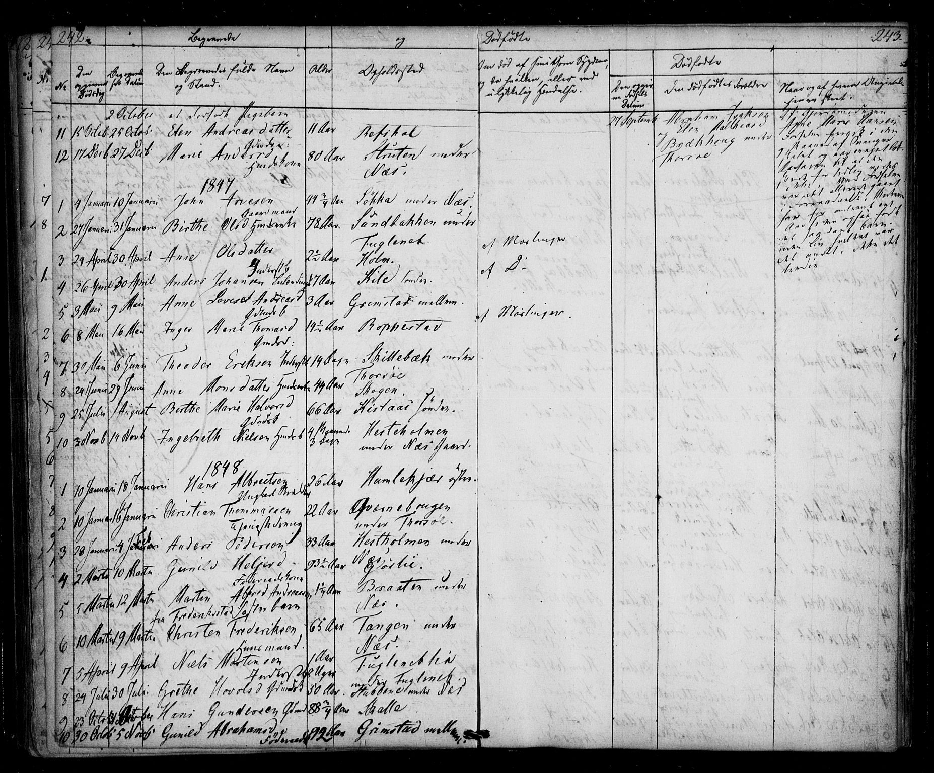 Borge prestekontor Kirkebøker, AV/SAO-A-10903/F/Fb/L0001: Parish register (official) no. II 1, 1836-1852, p. 242-243