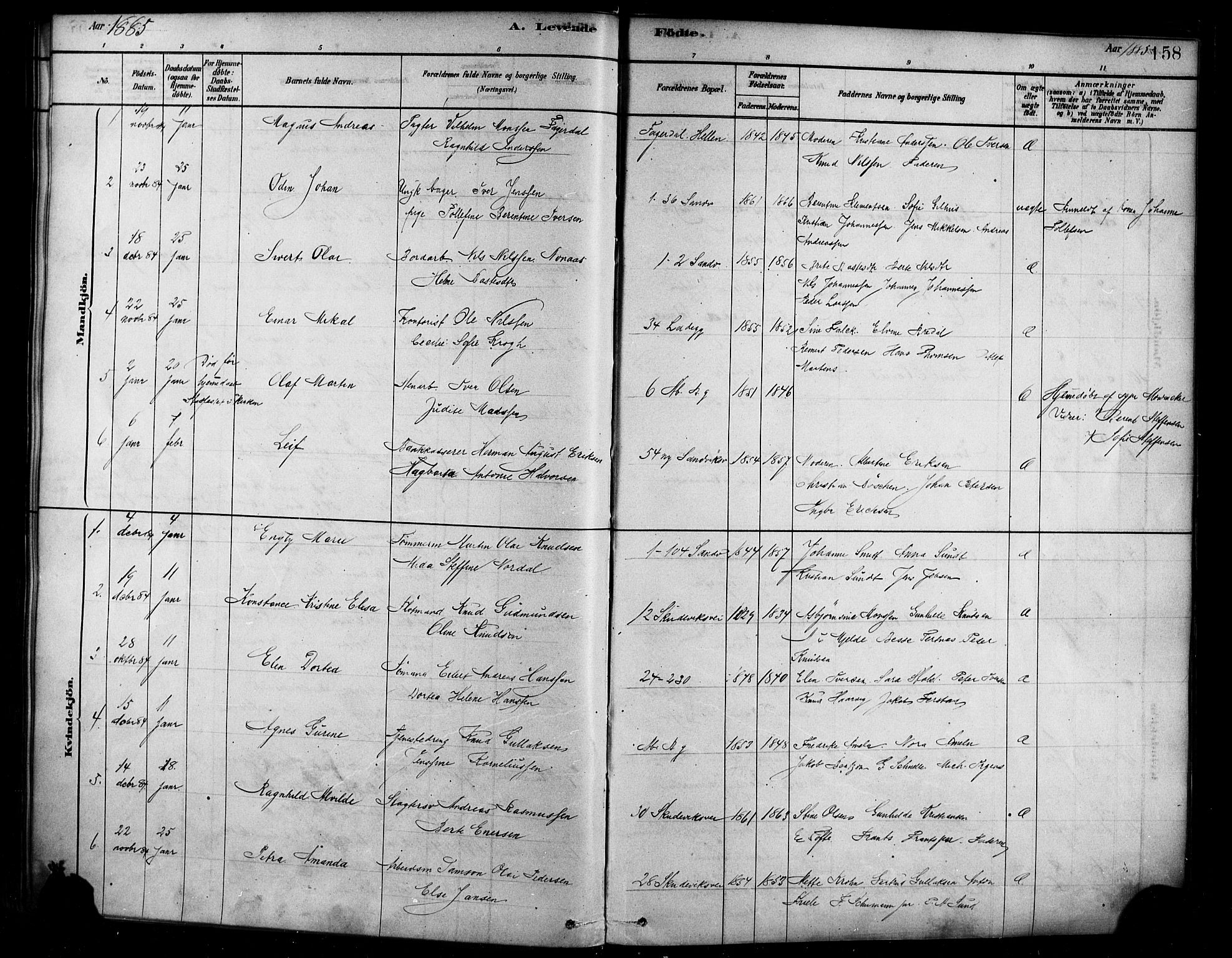Sandviken Sokneprestembete, SAB/A-77601/H/Ha/L0004: Parish register (official) no. B 1, 1878-1891, p. 158