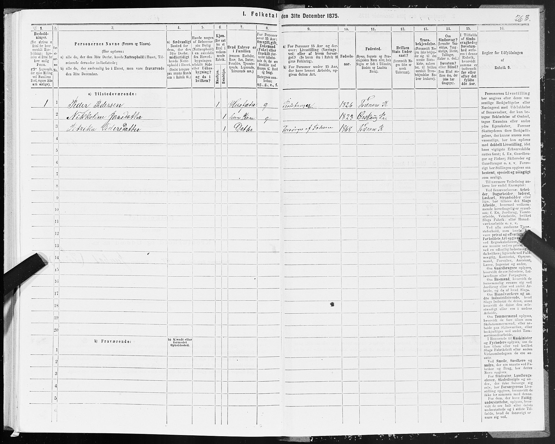 SAT, 1875 census for 1548P Fræna, 1875, p. 2263