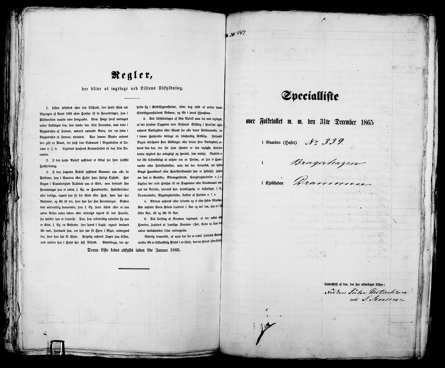 RA, 1865 census for Bragernes in Drammen, 1865, p. 931