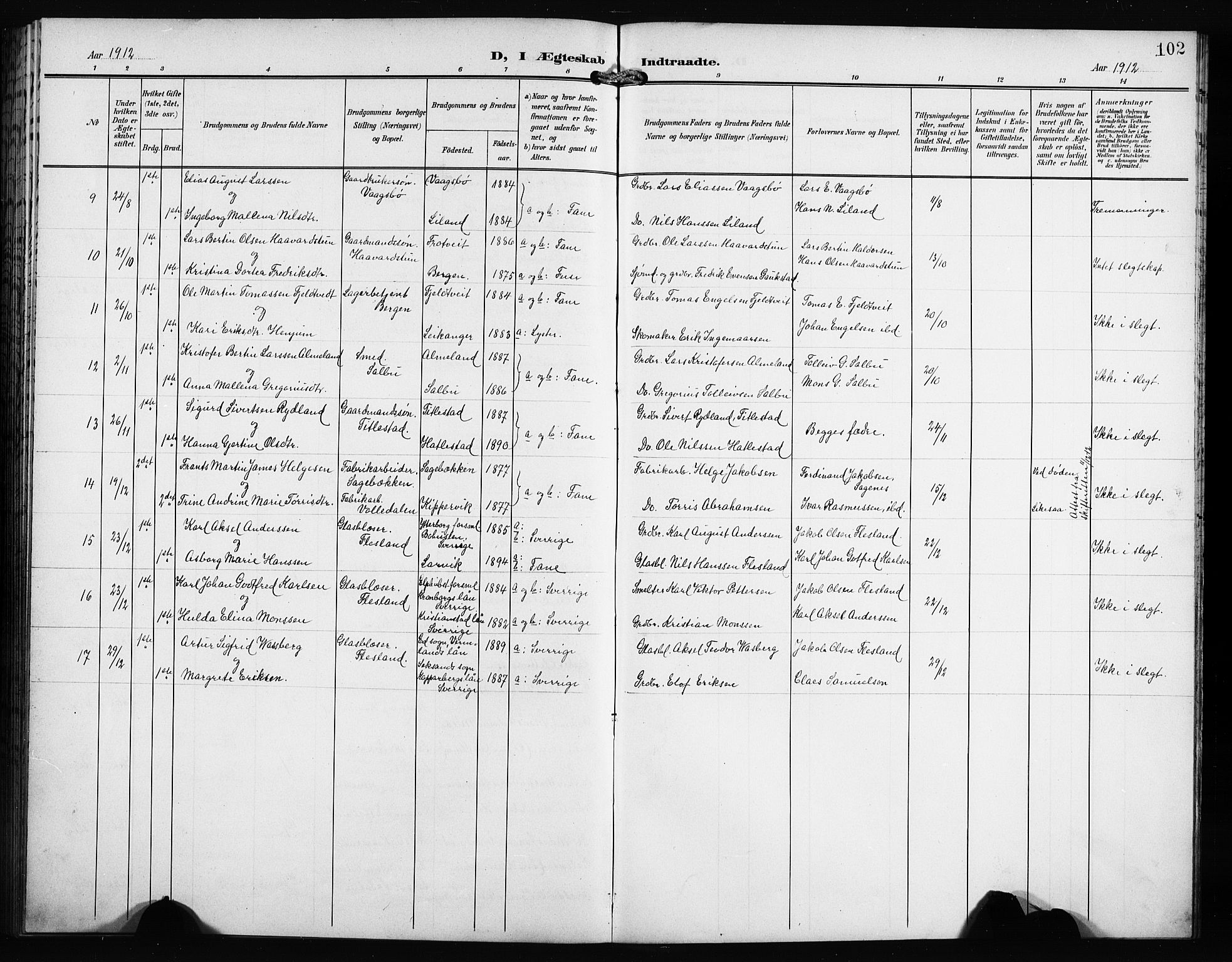 Fana Sokneprestembete, AV/SAB-A-75101/H/Hab/Haba/L0004: Parish register (copy) no. A 4, 1902-1912, p. 102