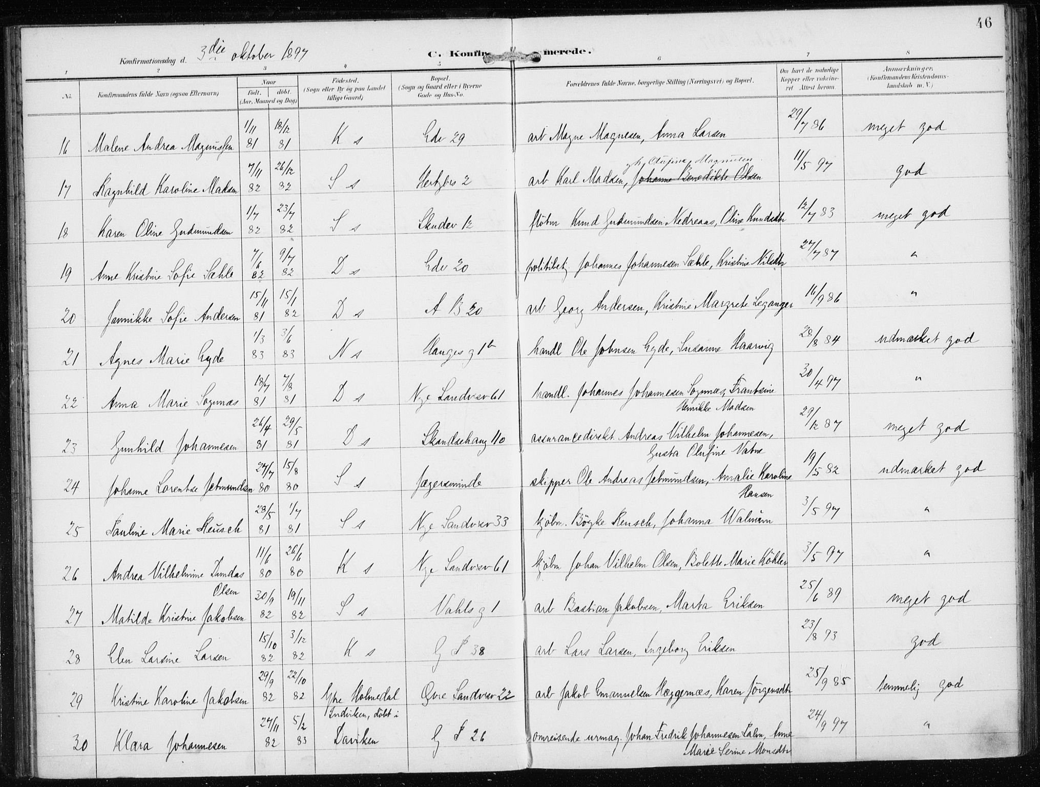 Sandviken Sokneprestembete, AV/SAB-A-77601/H/Ha/L0010: Parish register (official) no. C 1, 1895-1905, p. 46