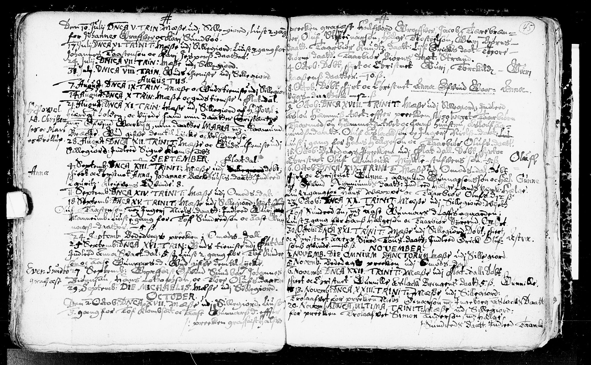 Seljord kirkebøker, SAKO/A-20/F/Fa/L0001: Parish register (official) no. I 1, 1654-1686, p. 45