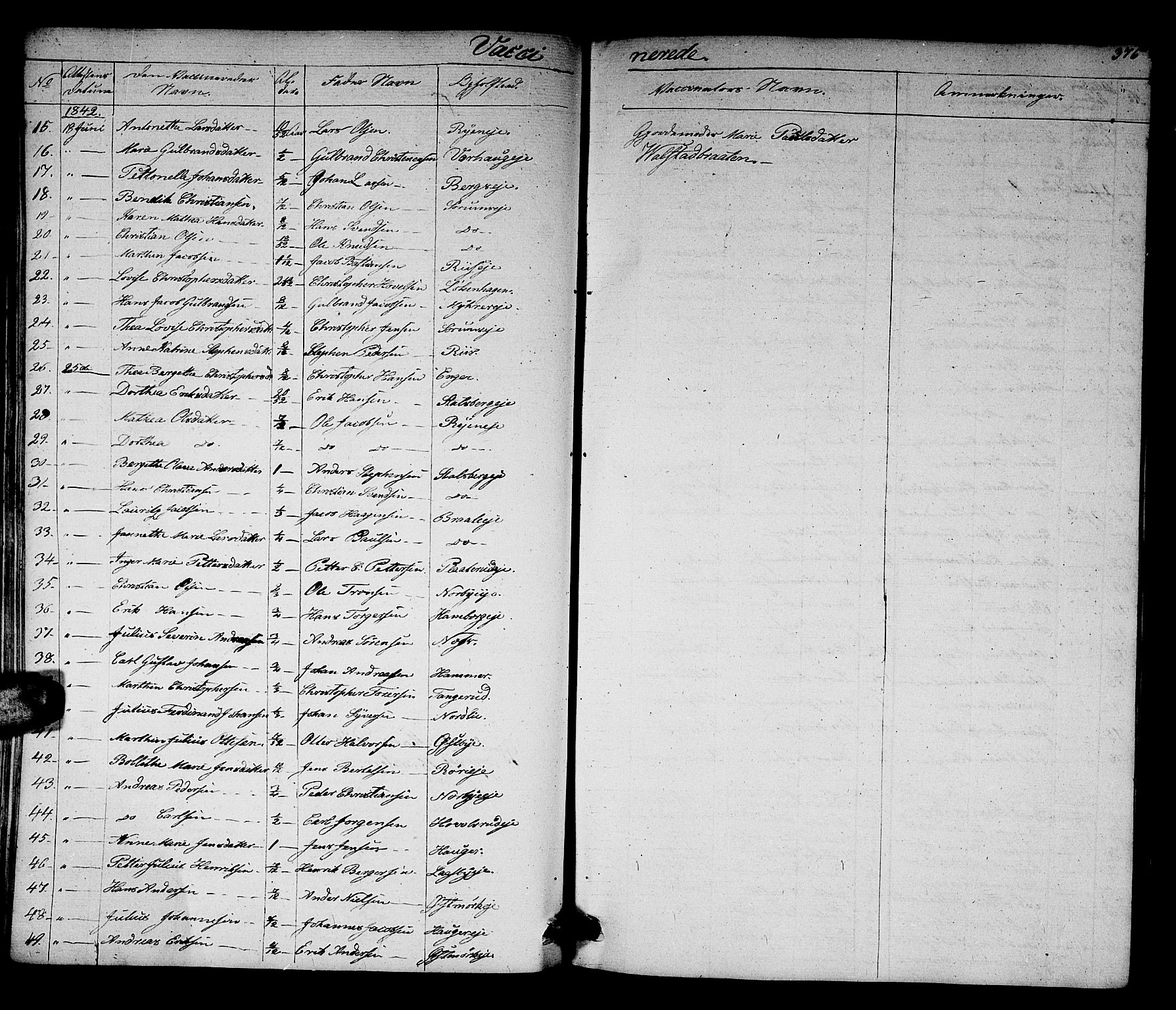 Skedsmo prestekontor Kirkebøker, SAO/A-10033a/G/Ga/L0001: Parish register (copy) no. I 1, 1830-1854, p. 376