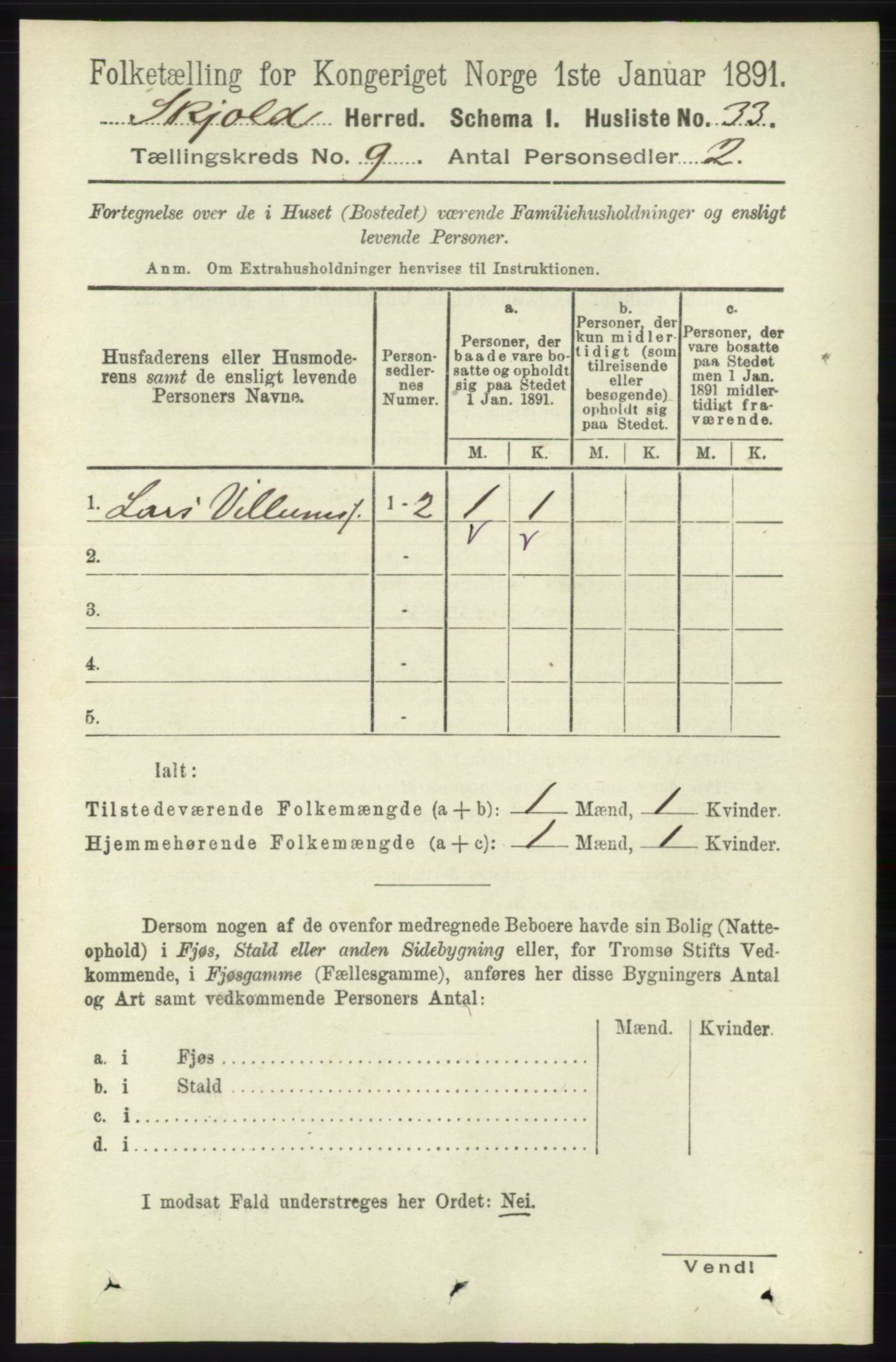 RA, 1891 census for 1154 Skjold, 1891, p. 1779