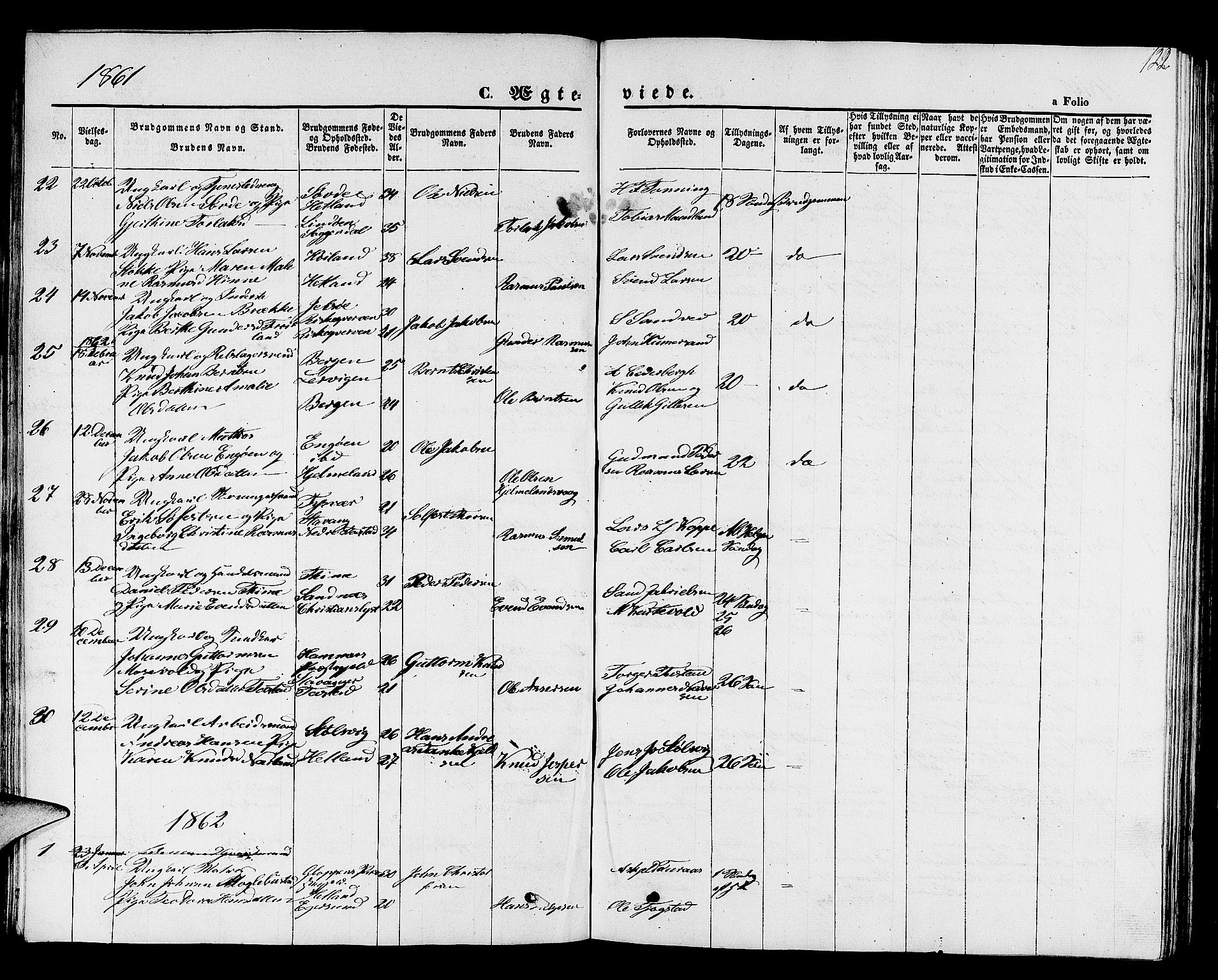 Hetland sokneprestkontor, AV/SAST-A-101826/30/30BB/L0001: Parish register (copy) no. B 1, 1850-1868, p. 122