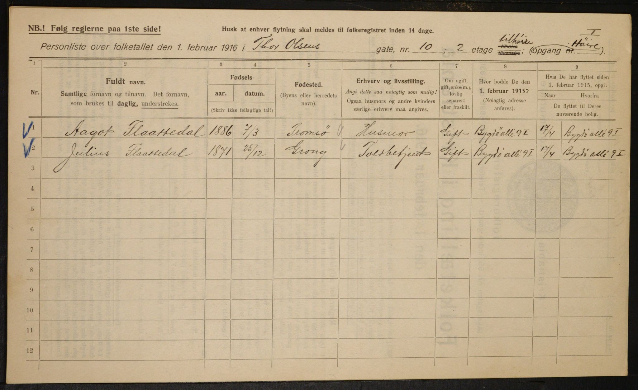 OBA, Municipal Census 1916 for Kristiania, 1916, p. 112598