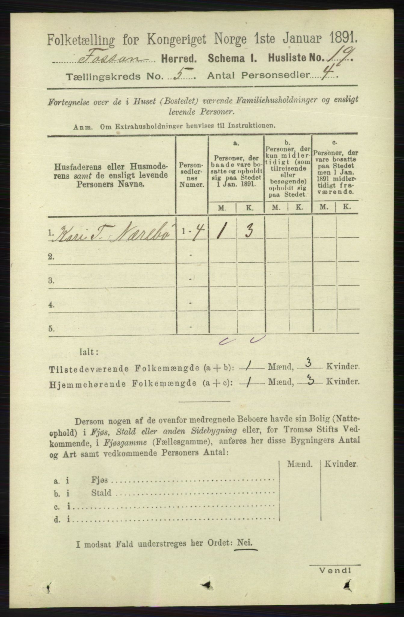 RA, 1891 census for 1129 Forsand, 1891, p. 752