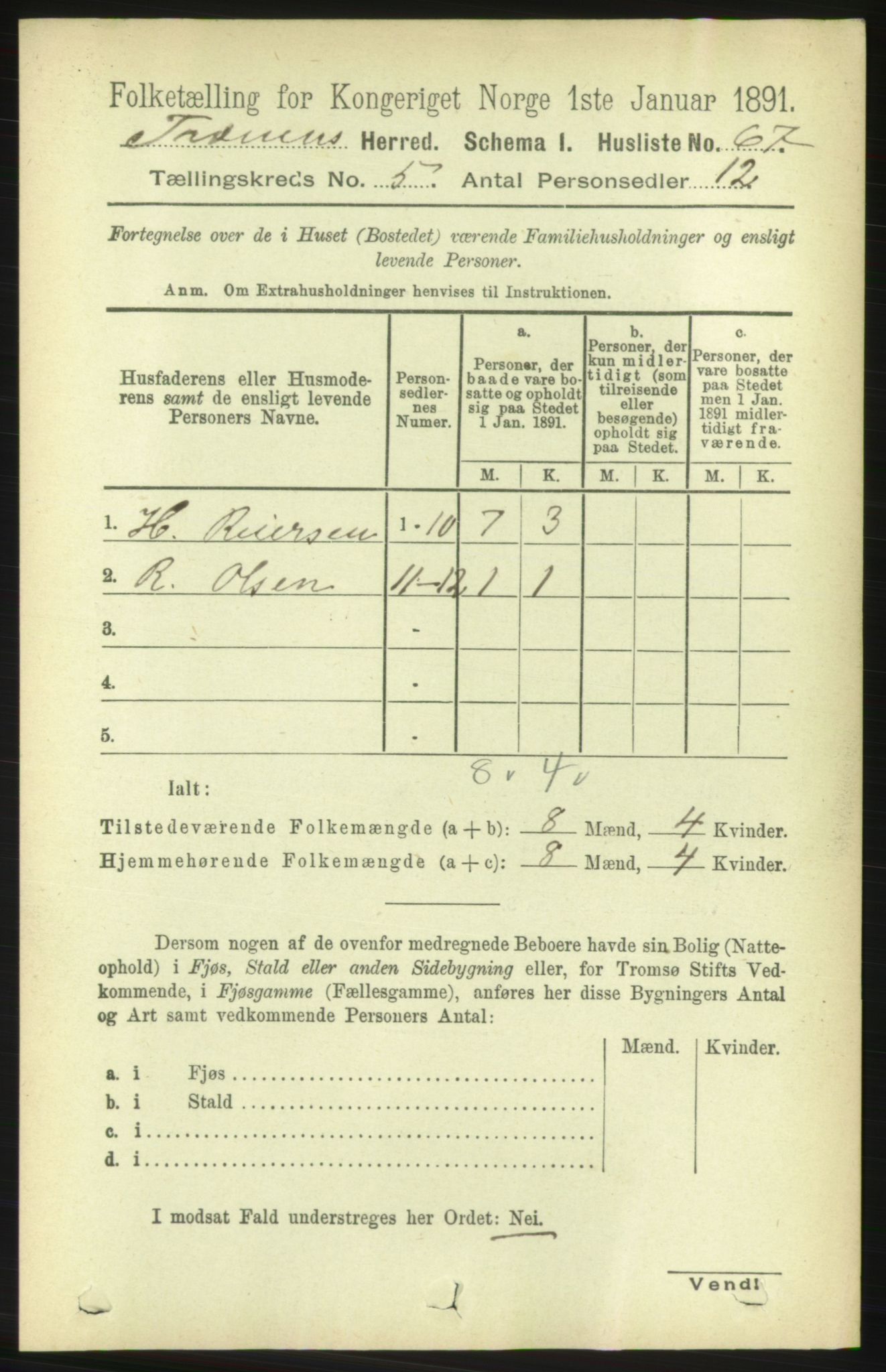 RA, 1891 census for 1548 Fræna, 1891, p. 1336