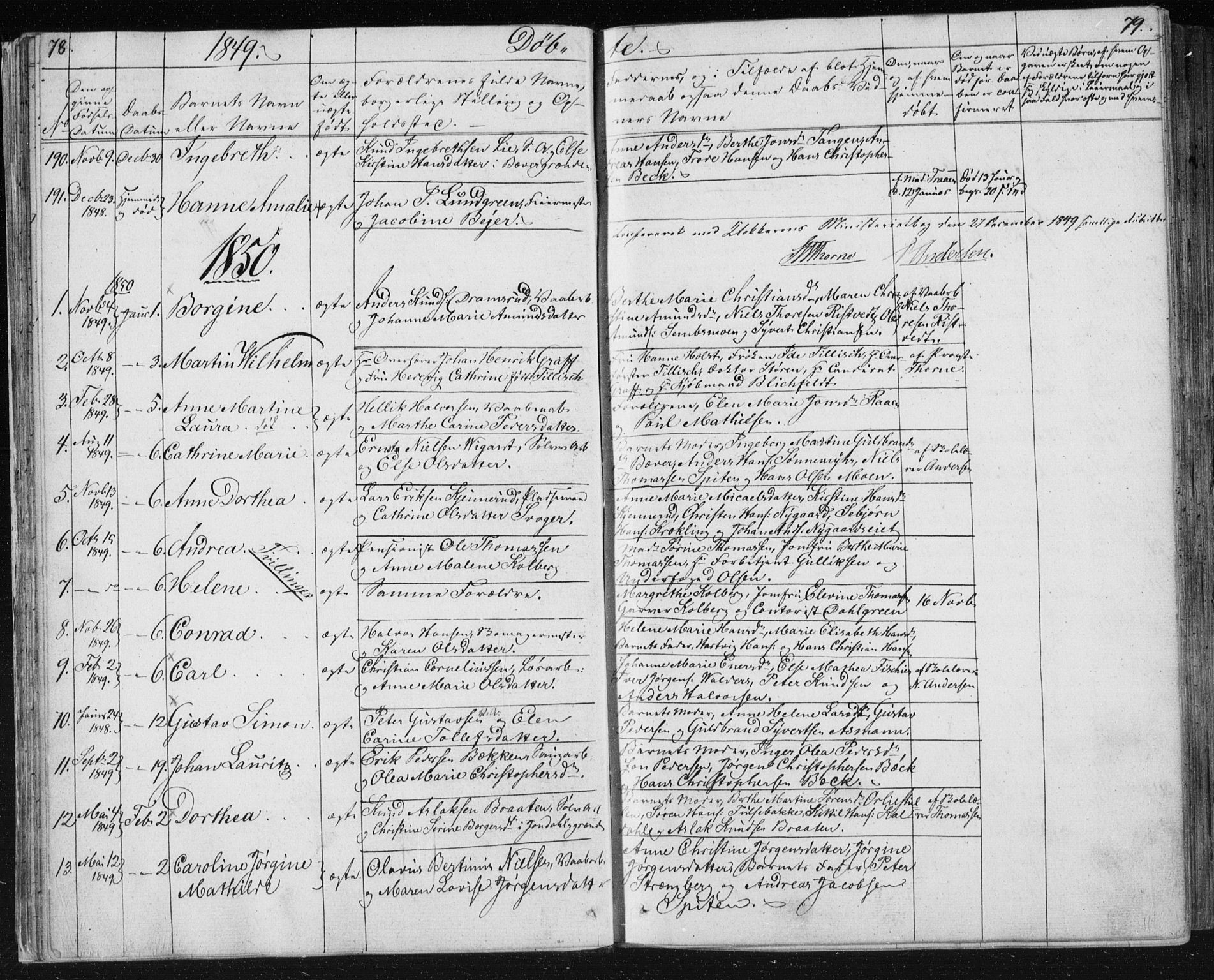 Kongsberg kirkebøker, SAKO/A-22/F/Fa/L0009: Parish register (official) no. I 9, 1839-1858, p. 78-79