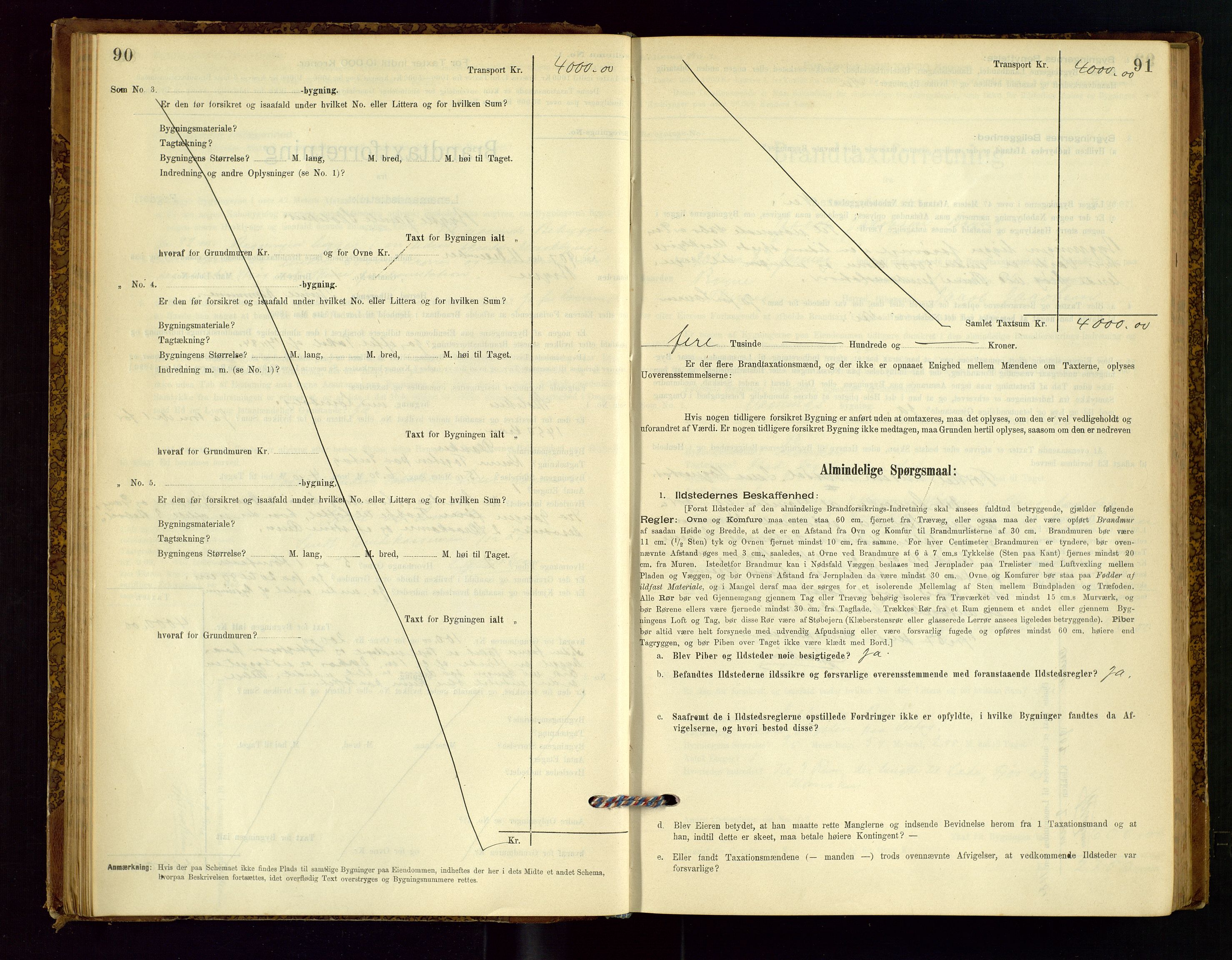 Time lensmannskontor, AV/SAST-A-100420/Gob/L0001: Branntakstprotokoll, 1896-1914, p. 90-91