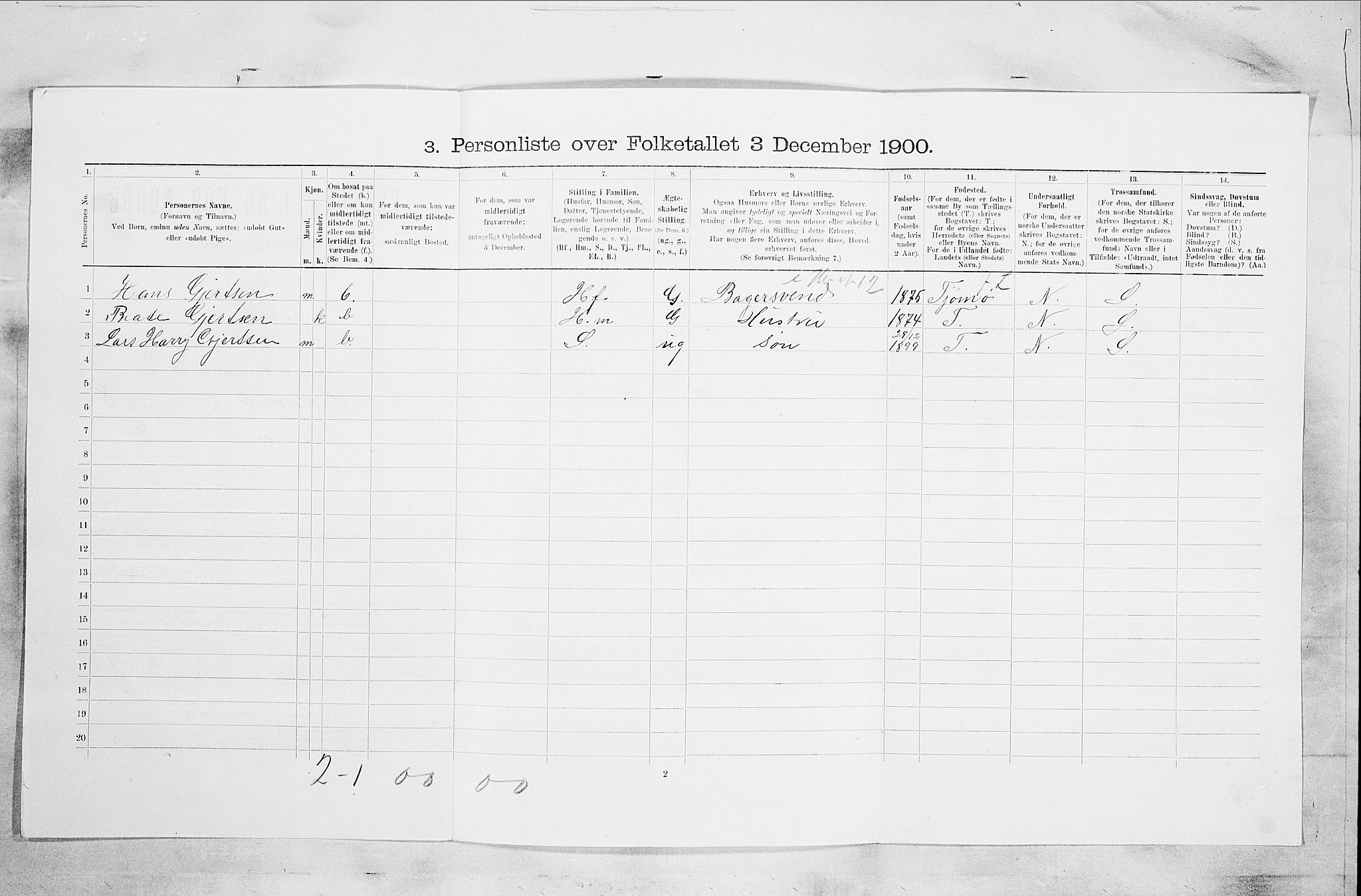 RA, 1900 census for Larvik, 1900, p. 762