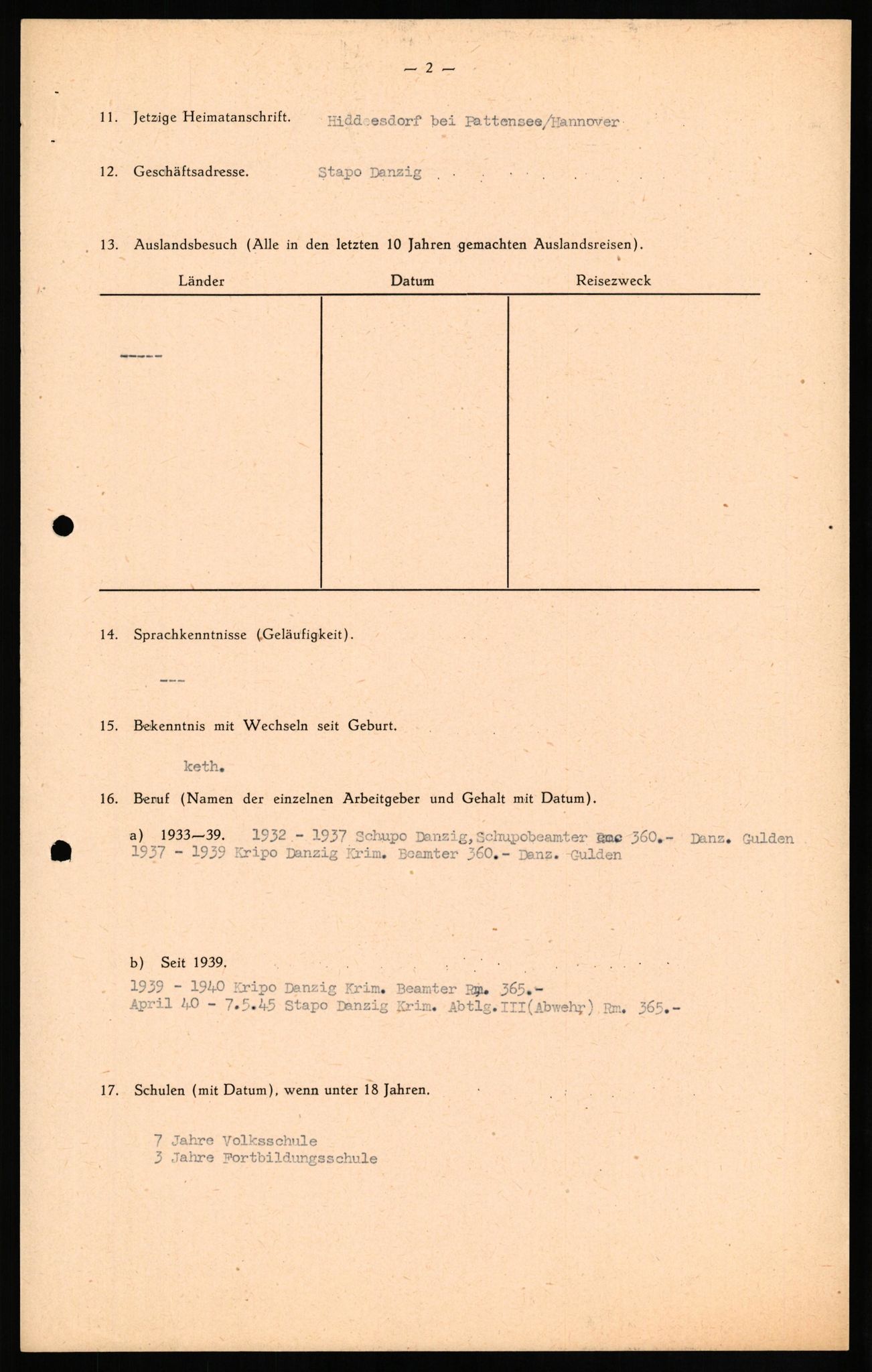 Forsvaret, Forsvarets overkommando II, AV/RA-RAFA-3915/D/Db/L0018: CI Questionaires. Tyske okkupasjonsstyrker i Norge. Tyskere., 1945-1946, p. 203