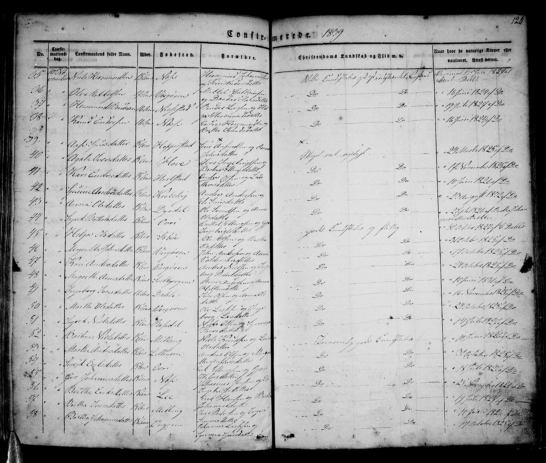 Vik sokneprestembete, SAB/A-81501: Parish register (official) no. A 7, 1831-1845, p. 126