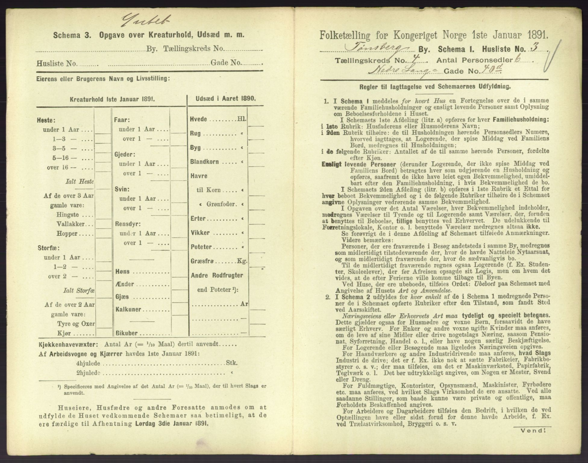 RA, 1891 census for 0705 Tønsberg, 1891, p. 188