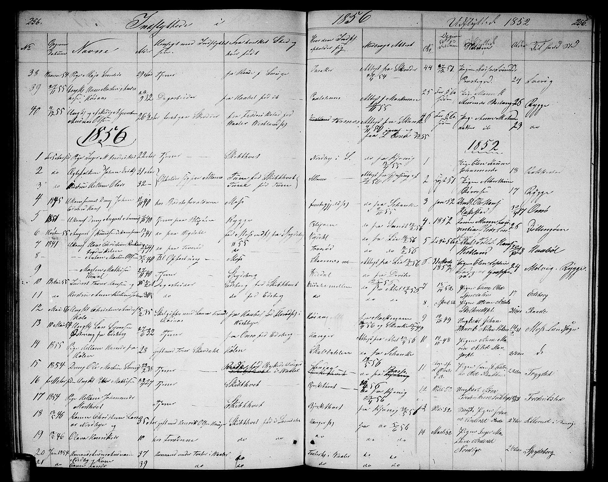 Våler prestekontor Kirkebøker, AV/SAO-A-11083/G/Ga/L0002: Parish register (copy) no. I 2, 1839-1860, p. 256