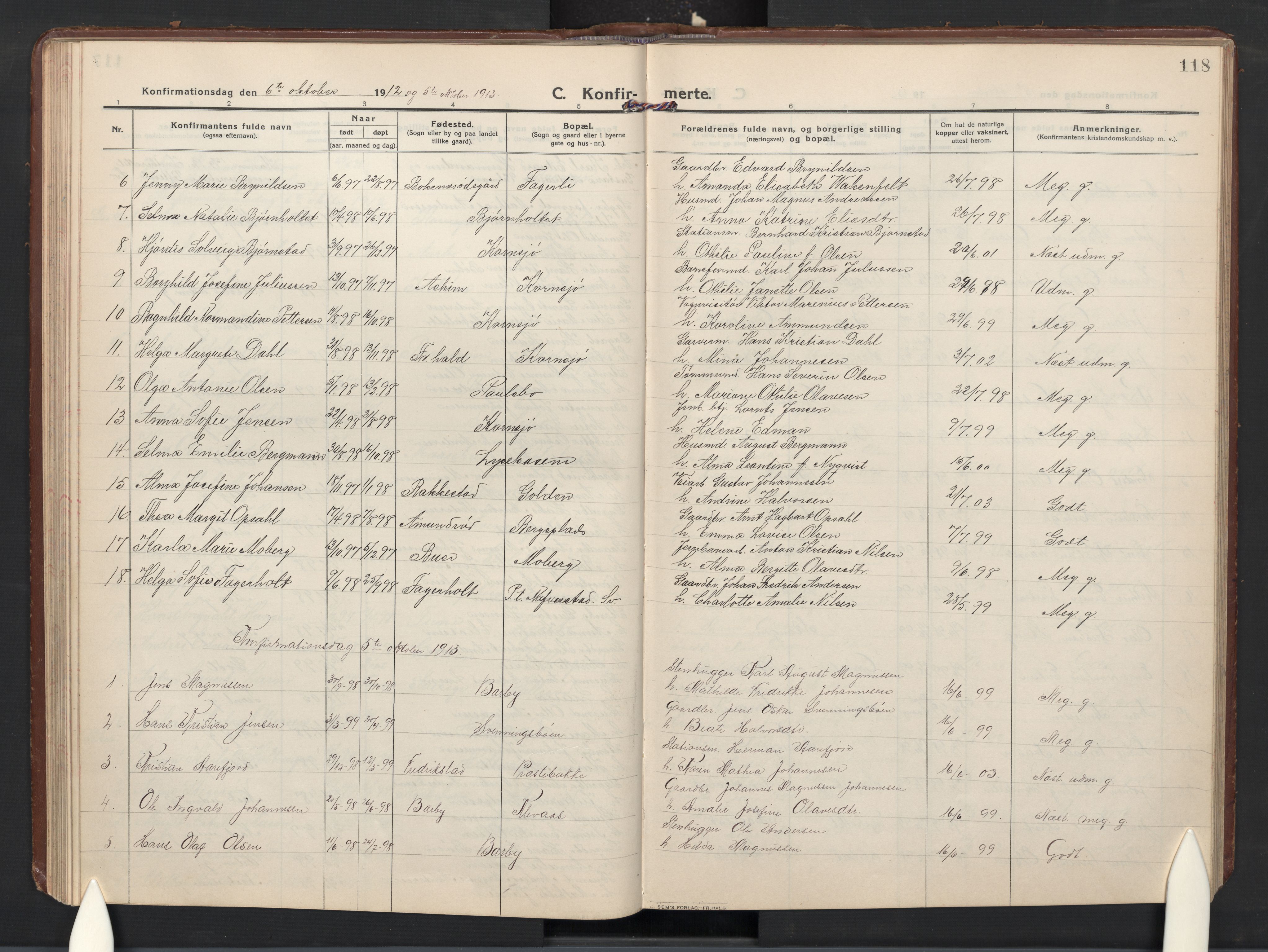 Idd prestekontor Kirkebøker, SAO/A-10911/G/Gc/L0002: Parish register (copy) no. III 2, 1911-1932, p. 118
