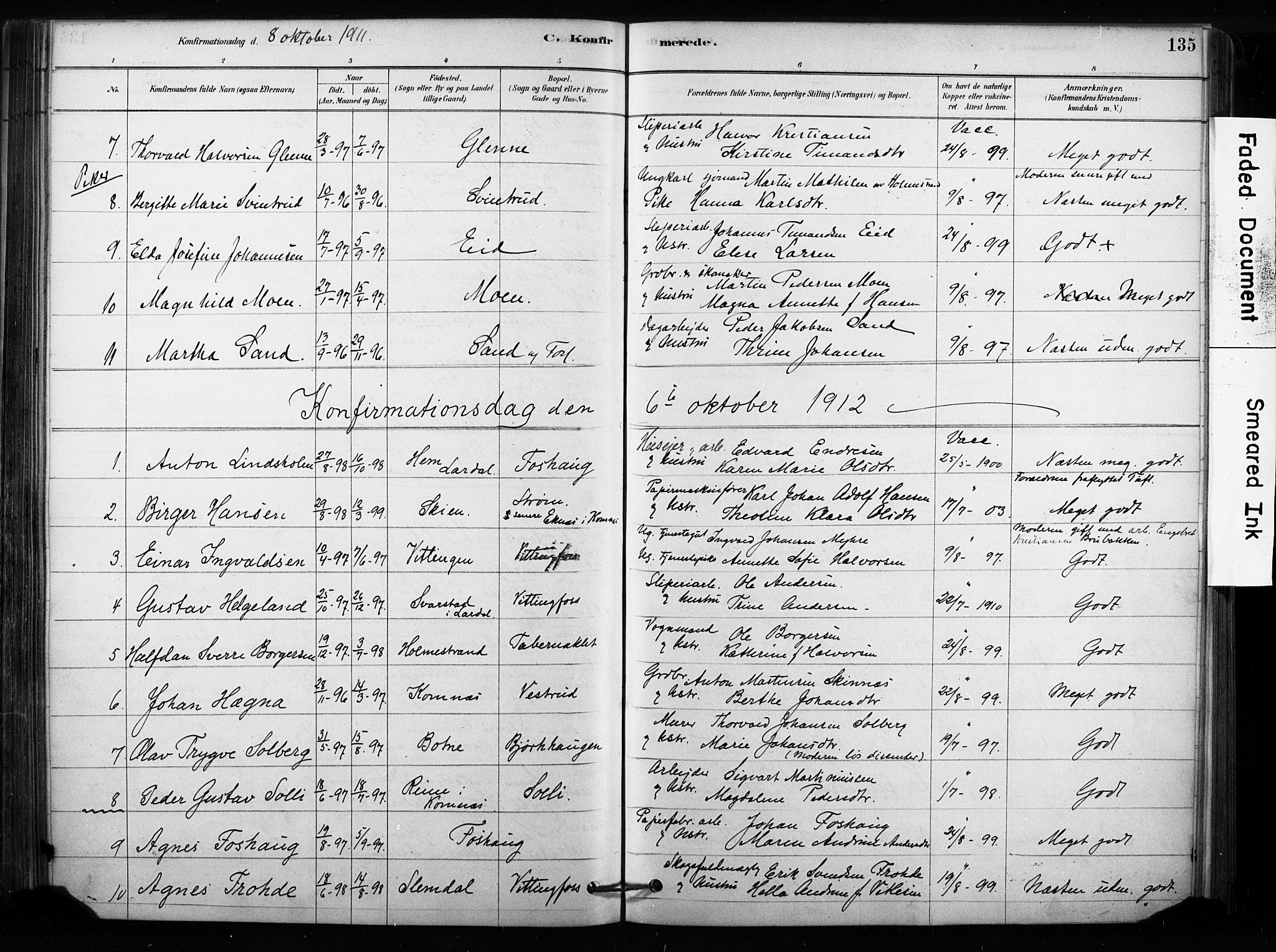 Sandsvær kirkebøker, SAKO/A-244/F/Fc/L0001: Parish register (official) no. III 1, 1878-1923, p. 135