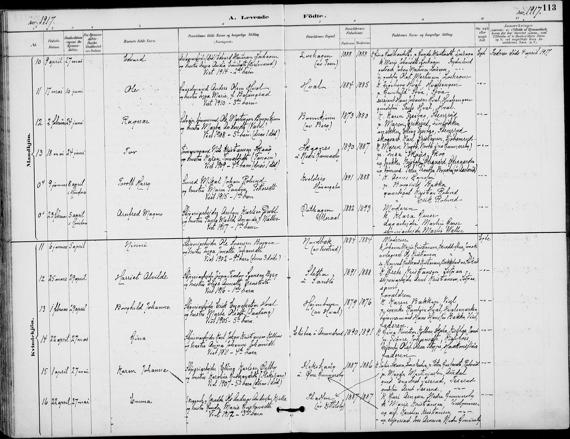 Haug kirkebøker, SAKO/A-604/F/Fa/L0001: Parish register (official) no. 1, 1885-1917, p. 113