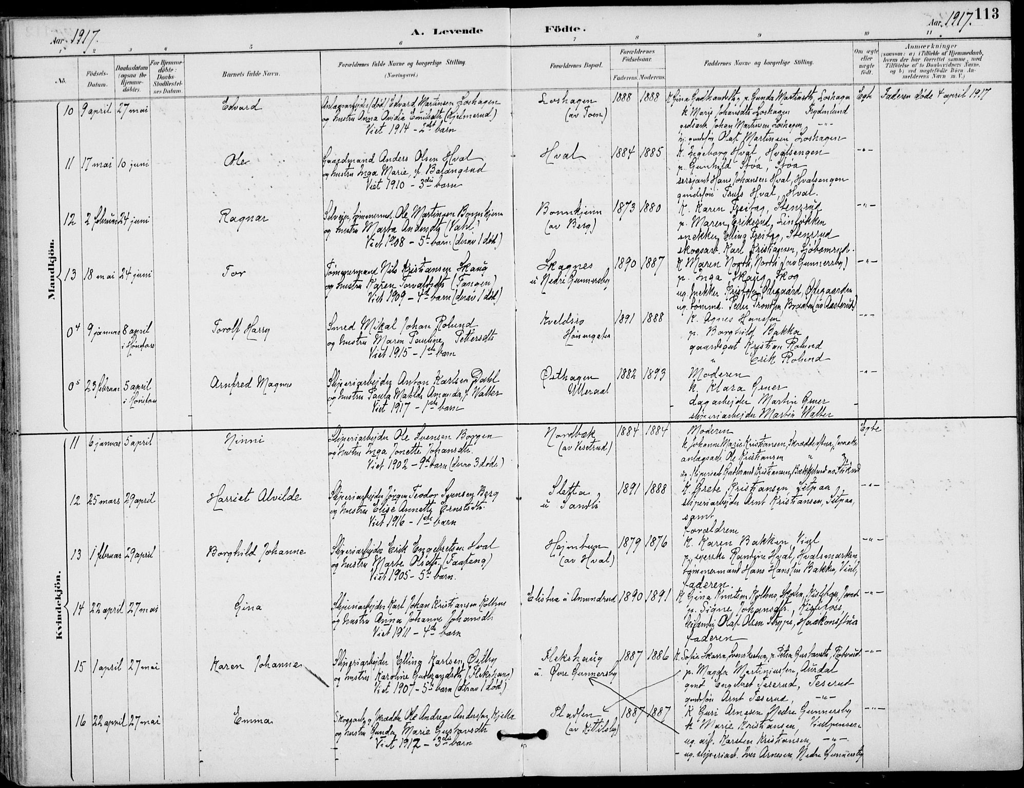 Haug kirkebøker, AV/SAKO-A-604/F/Fa/L0001: Parish register (official) no. 1, 1885-1917, p. 113