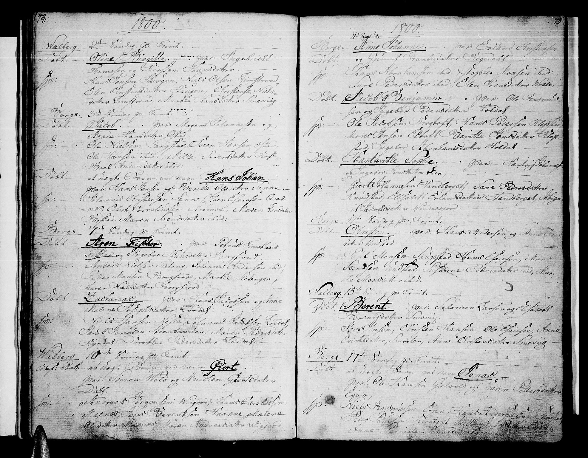 Ministerialprotokoller, klokkerbøker og fødselsregistre - Nordland, AV/SAT-A-1459/880/L1129: Parish register (official) no. 880A03, 1796-1821, p. 74-75