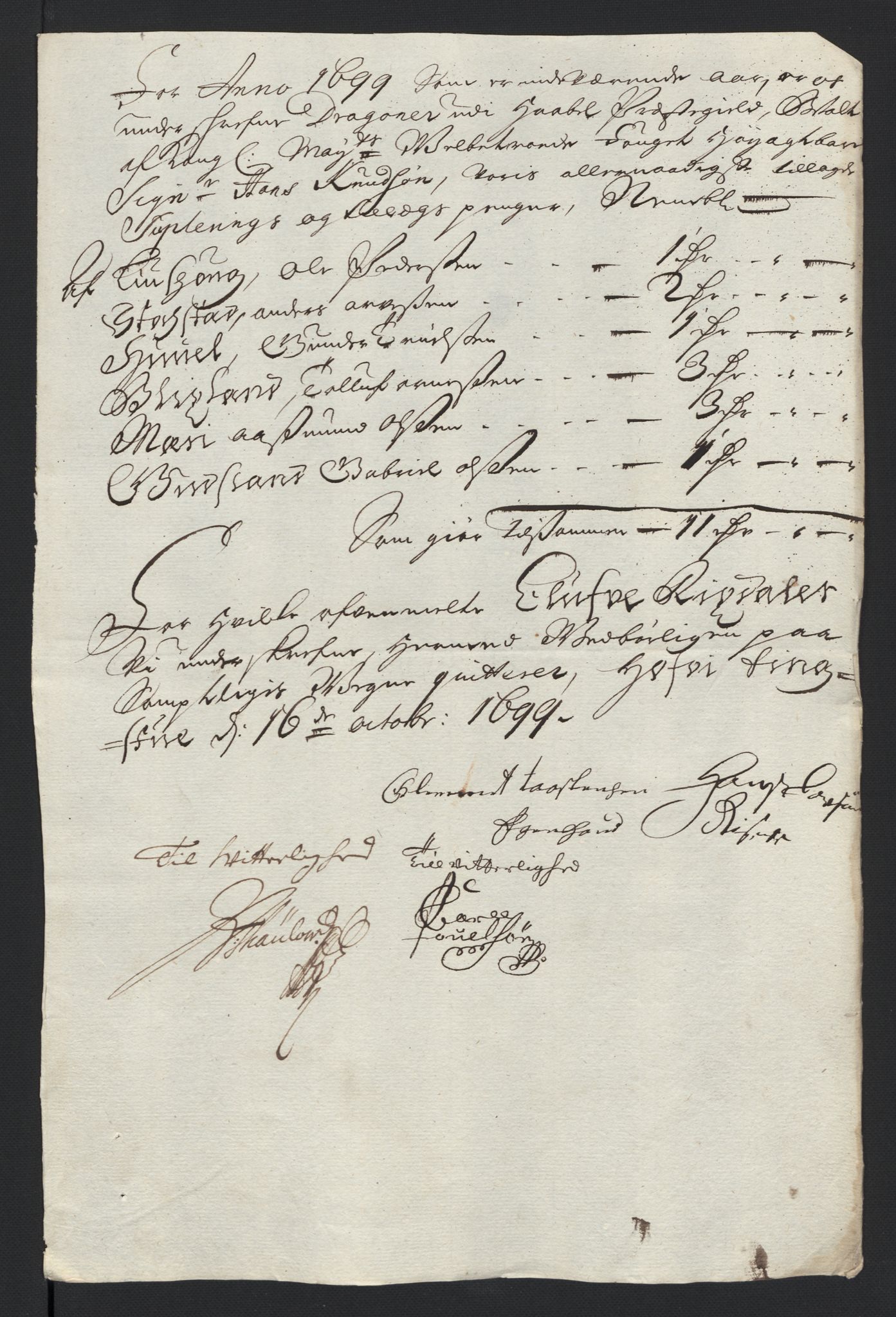 Rentekammeret inntil 1814, Reviderte regnskaper, Fogderegnskap, AV/RA-EA-4092/R04/L0128: Fogderegnskap Moss, Onsøy, Tune, Veme og Åbygge, 1699, p. 128