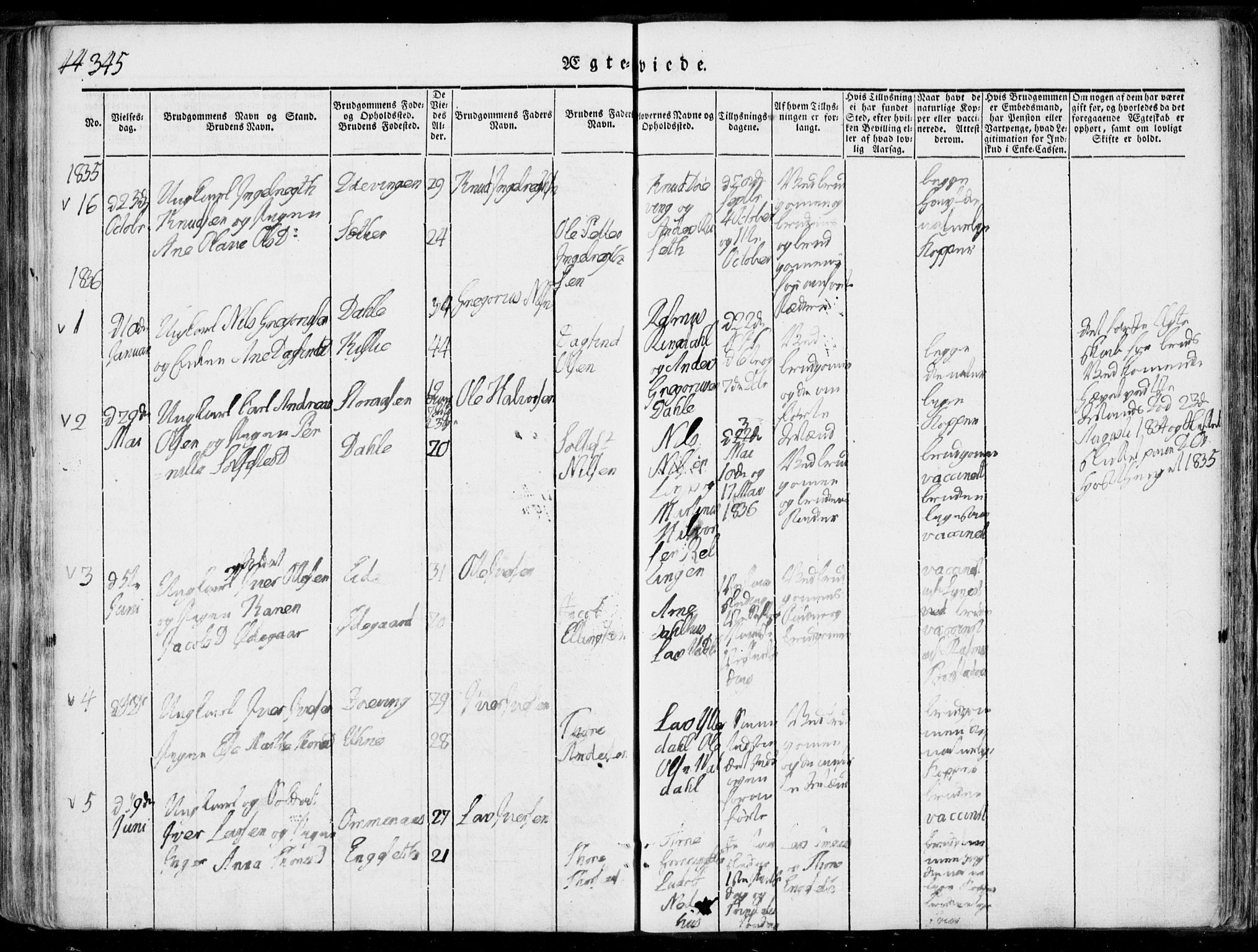 Ministerialprotokoller, klokkerbøker og fødselsregistre - Møre og Romsdal, SAT/A-1454/519/L0248: Parish register (official) no. 519A07, 1829-1860, p. 345