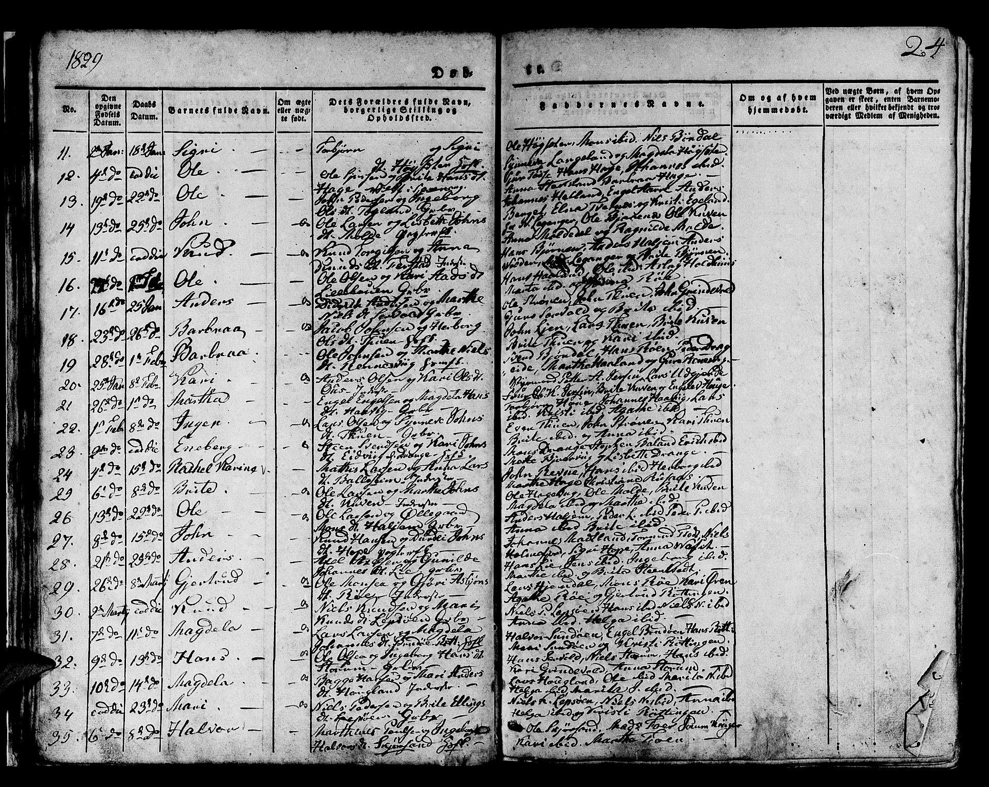 Os sokneprestembete, SAB/A-99929: Parish register (official) no. A 14, 1826-1839, p. 24