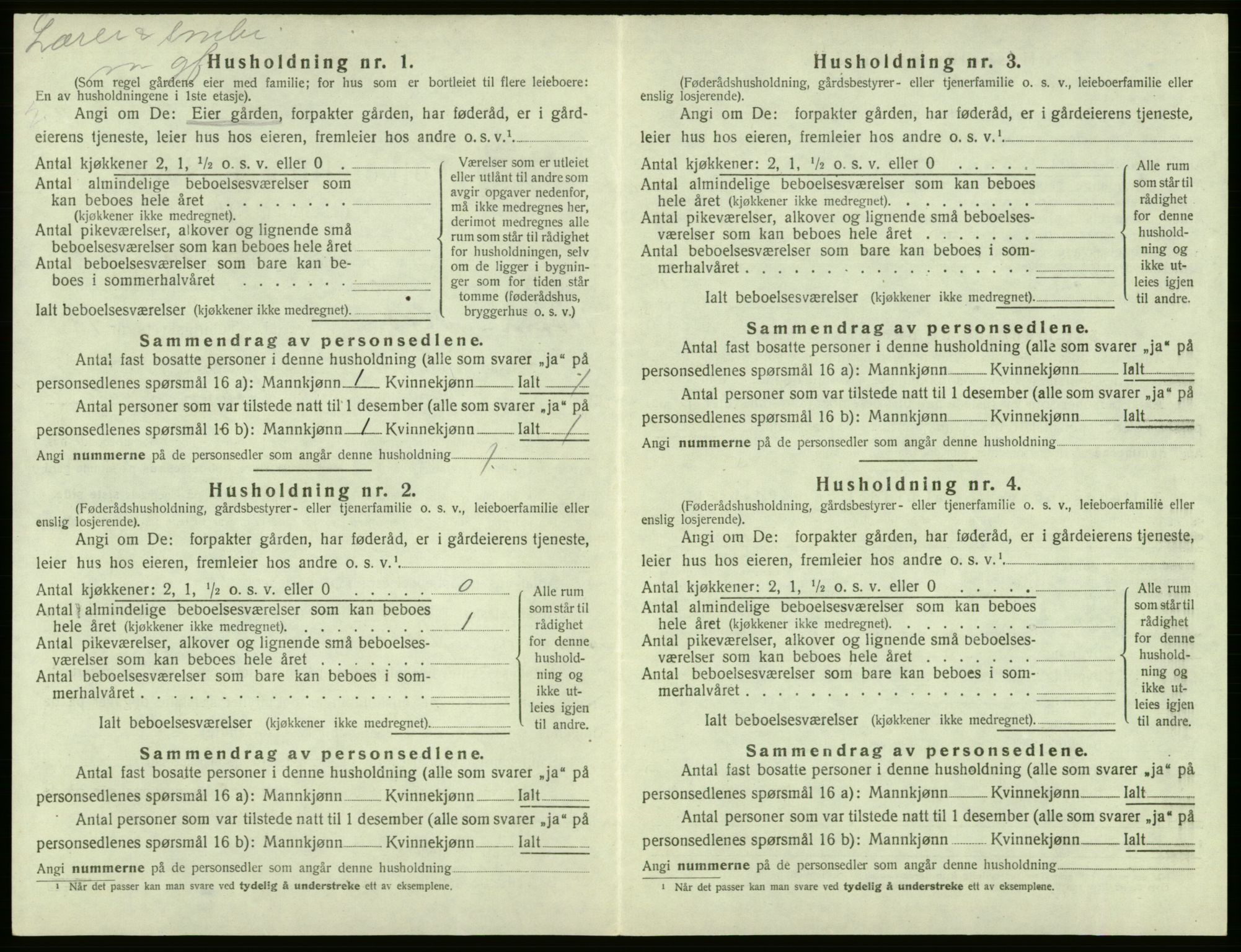 SAB, 1920 census for Kvam, 1920, p. 1151