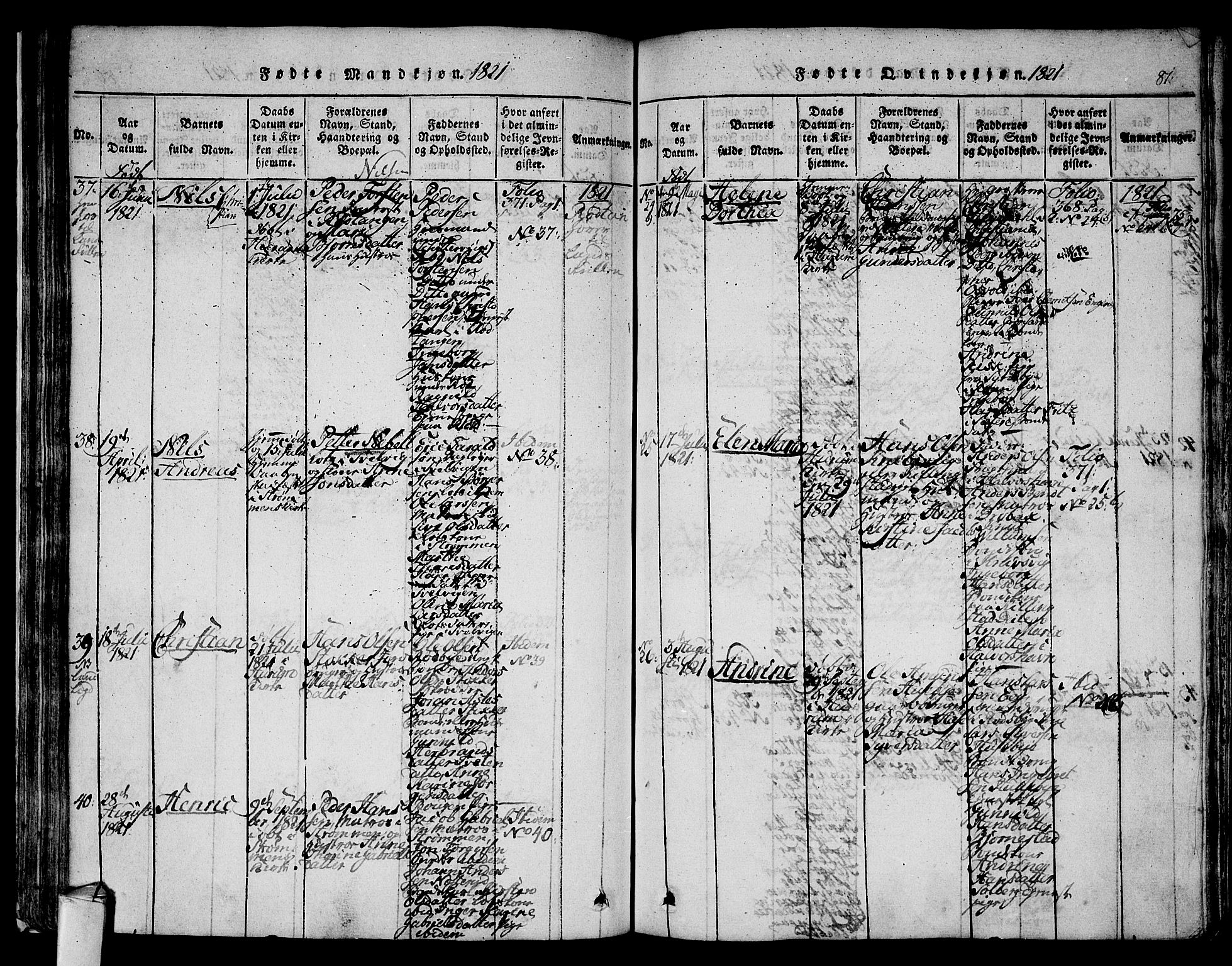 Hurum kirkebøker, AV/SAKO-A-229/F/Fa/L0009: Parish register (official) no. 9, 1816-1826, p. 81