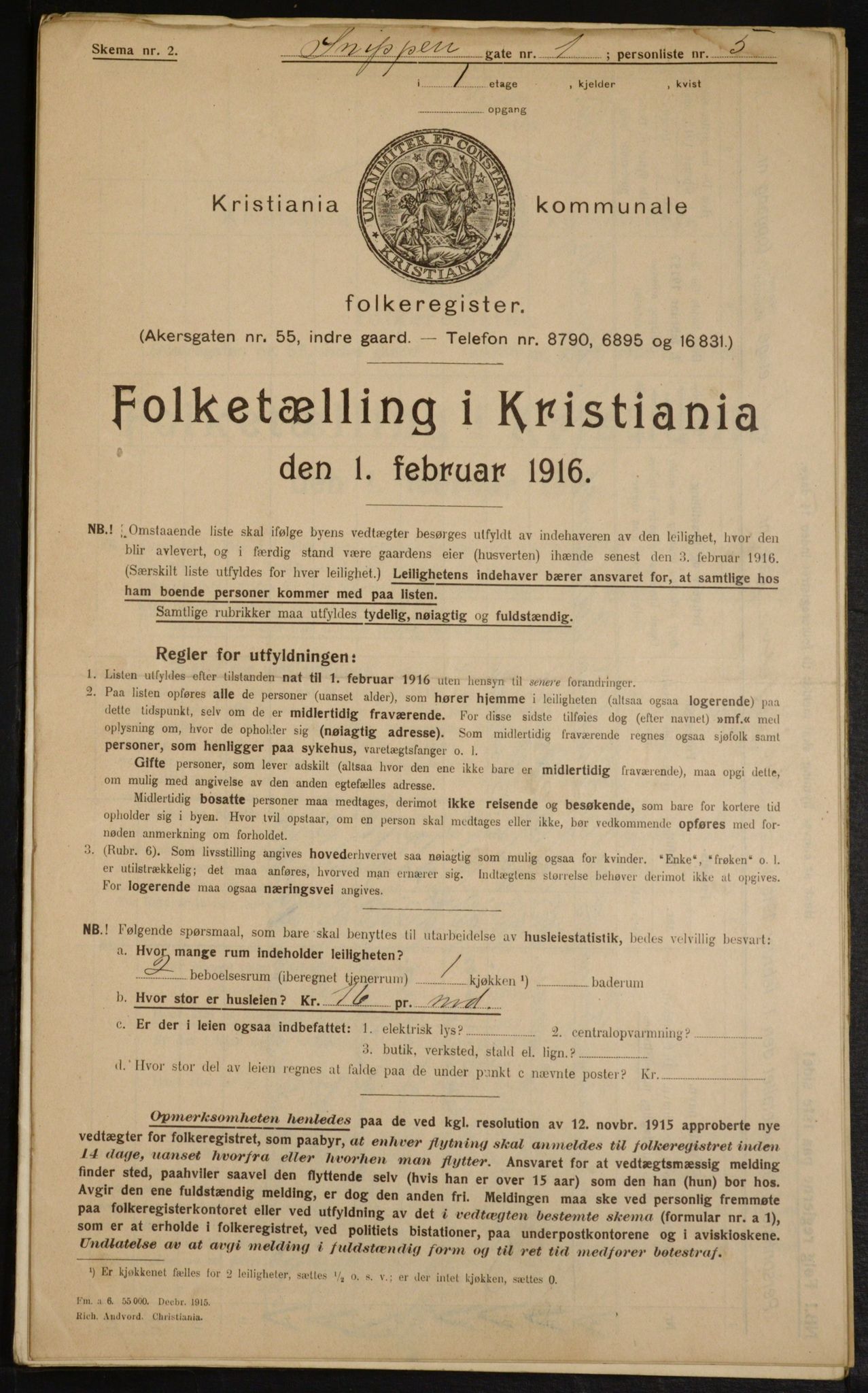 OBA, Municipal Census 1916 for Kristiania, 1916, p. 100446